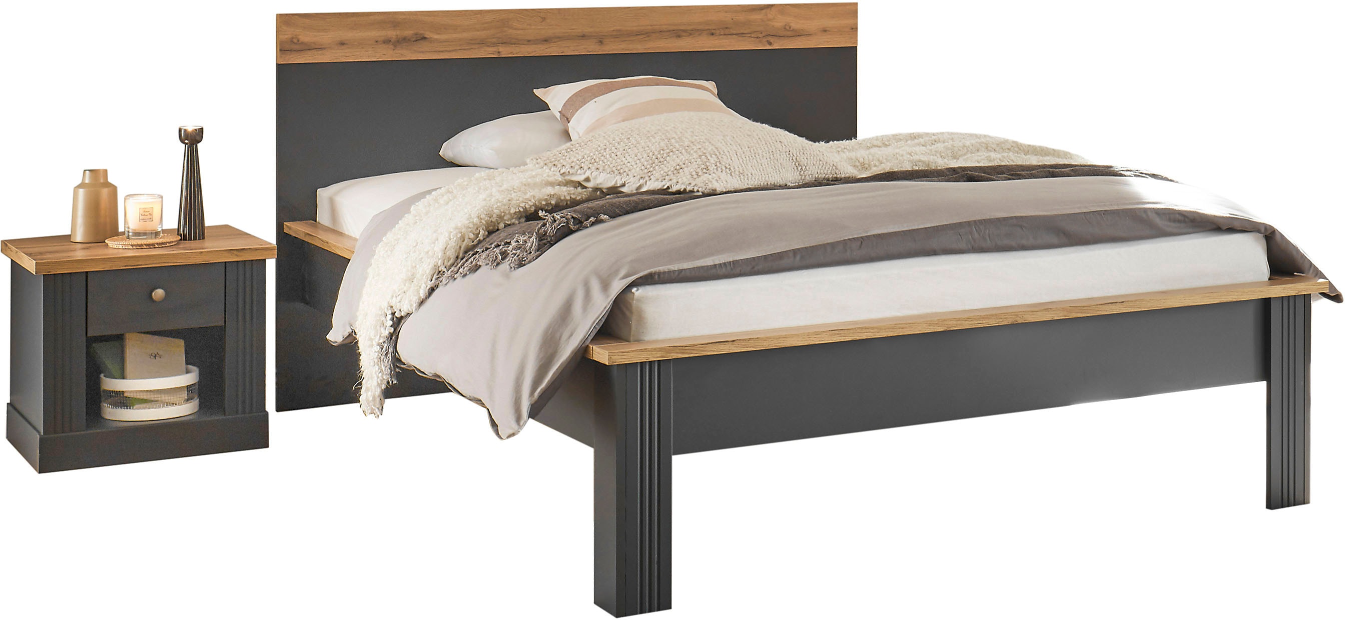 OTTO home Schlafzimmer-Set "Westminster" Bett Breite Liegefläche 90 oder 140cm und 1 Nachtkommode