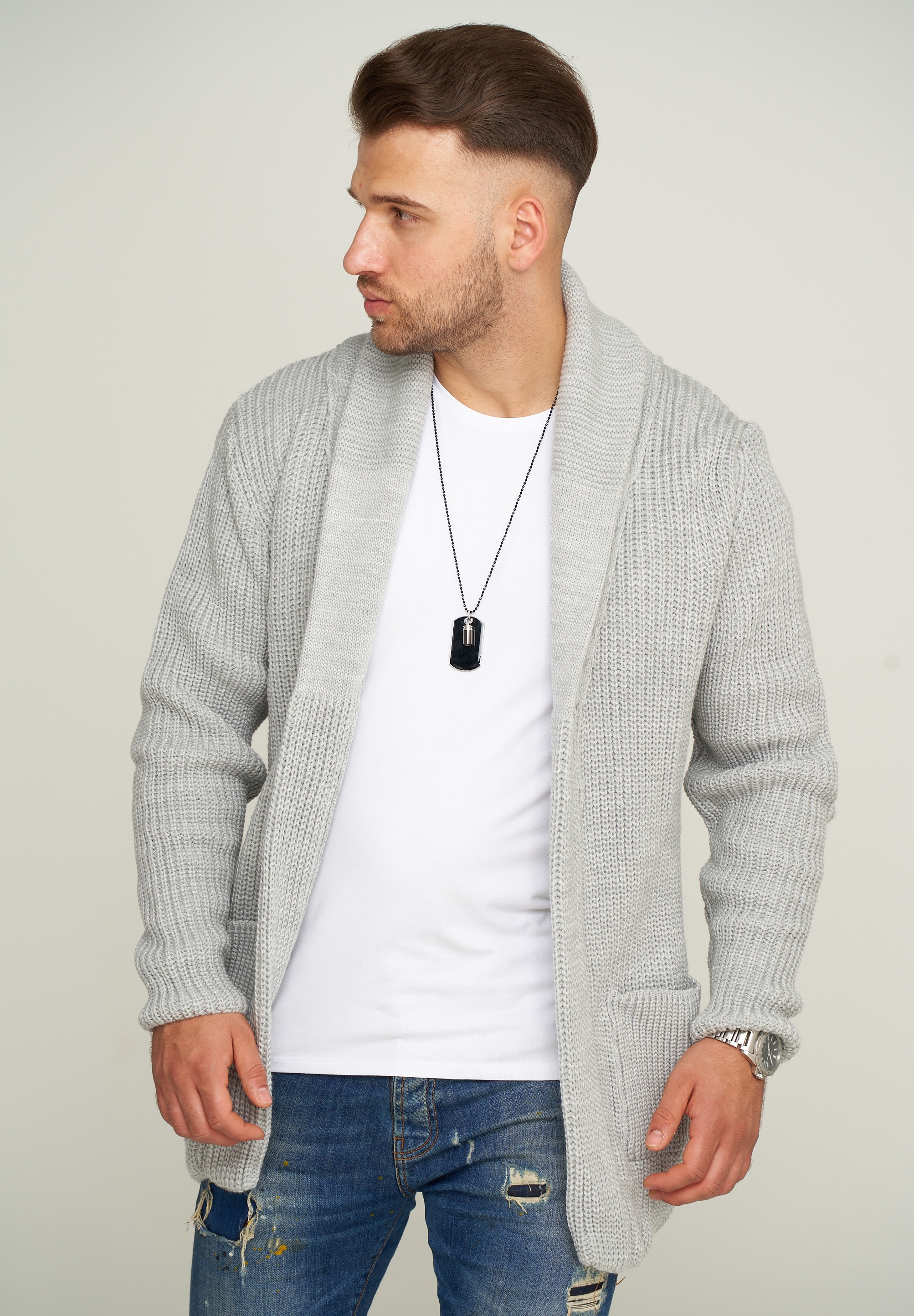behype Strickjacke "MKCARDY45", mit Schalkragen günstig online kaufen