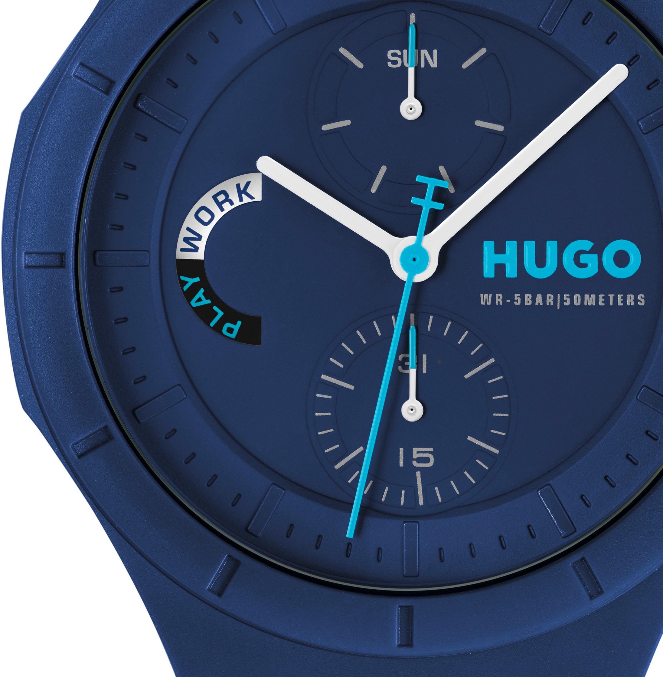 HUGO Multifunktionsuhr »#LIT MULTI«, Quarzuhr, Armbanduhr, Herrenuhr, Silikonarmband, analog