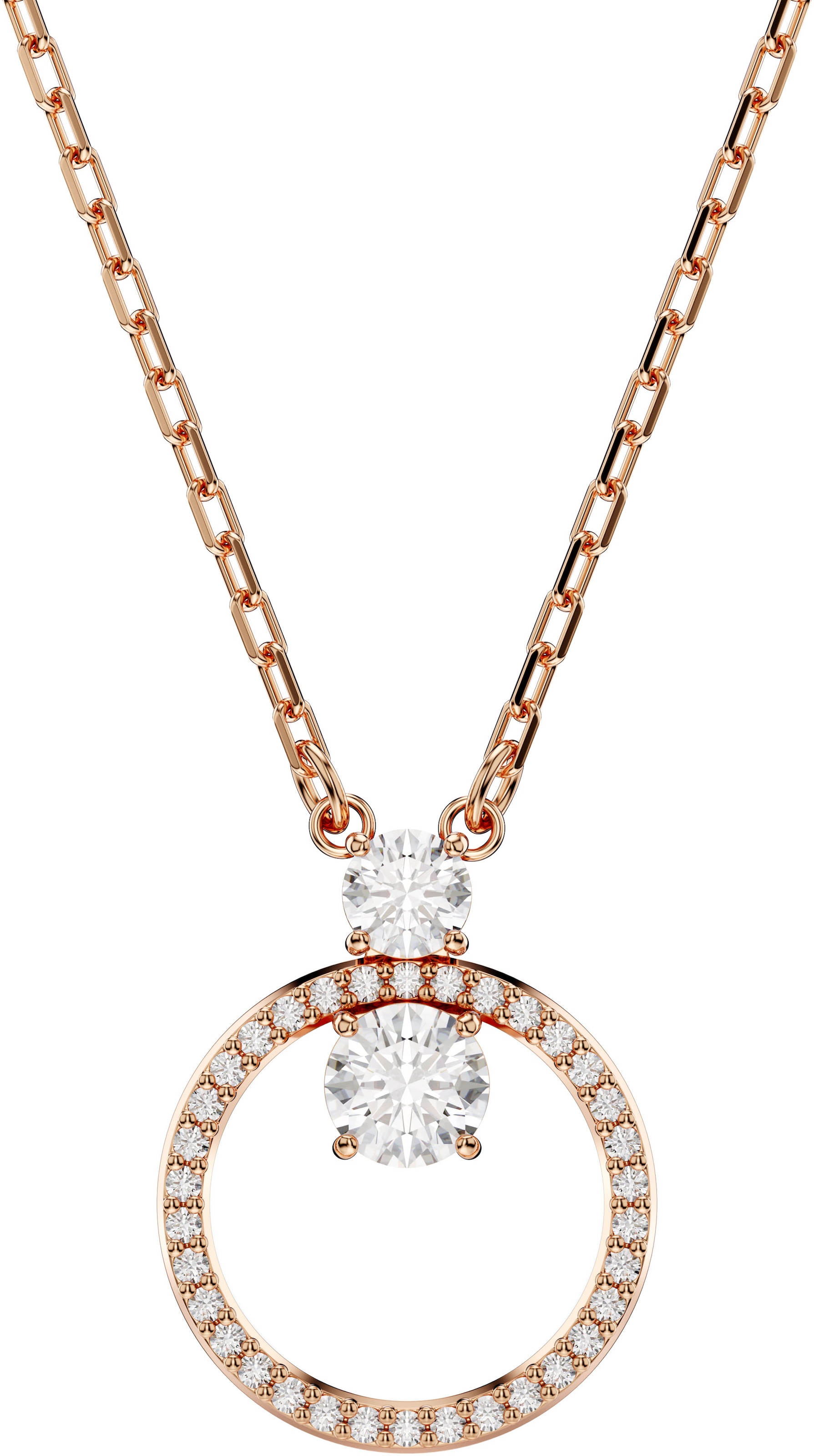 Kette mit Anhänger SWAROVSKI "Schmuck Geschenk Halskette Constella Pavé", rosa (roségoldfarben, kristallweiß), Halsketten, Damen, Metall, L: 45, mit Swarovski Zirkonia (synth.) 2