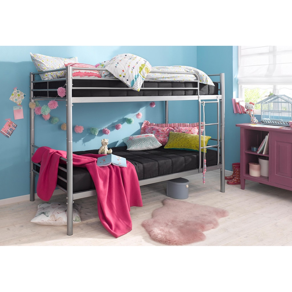 ATLANTIC home collection Etagenbett »Alex«, inkl. Lattenrost, Absturzsicherung und Leiter aus Metall