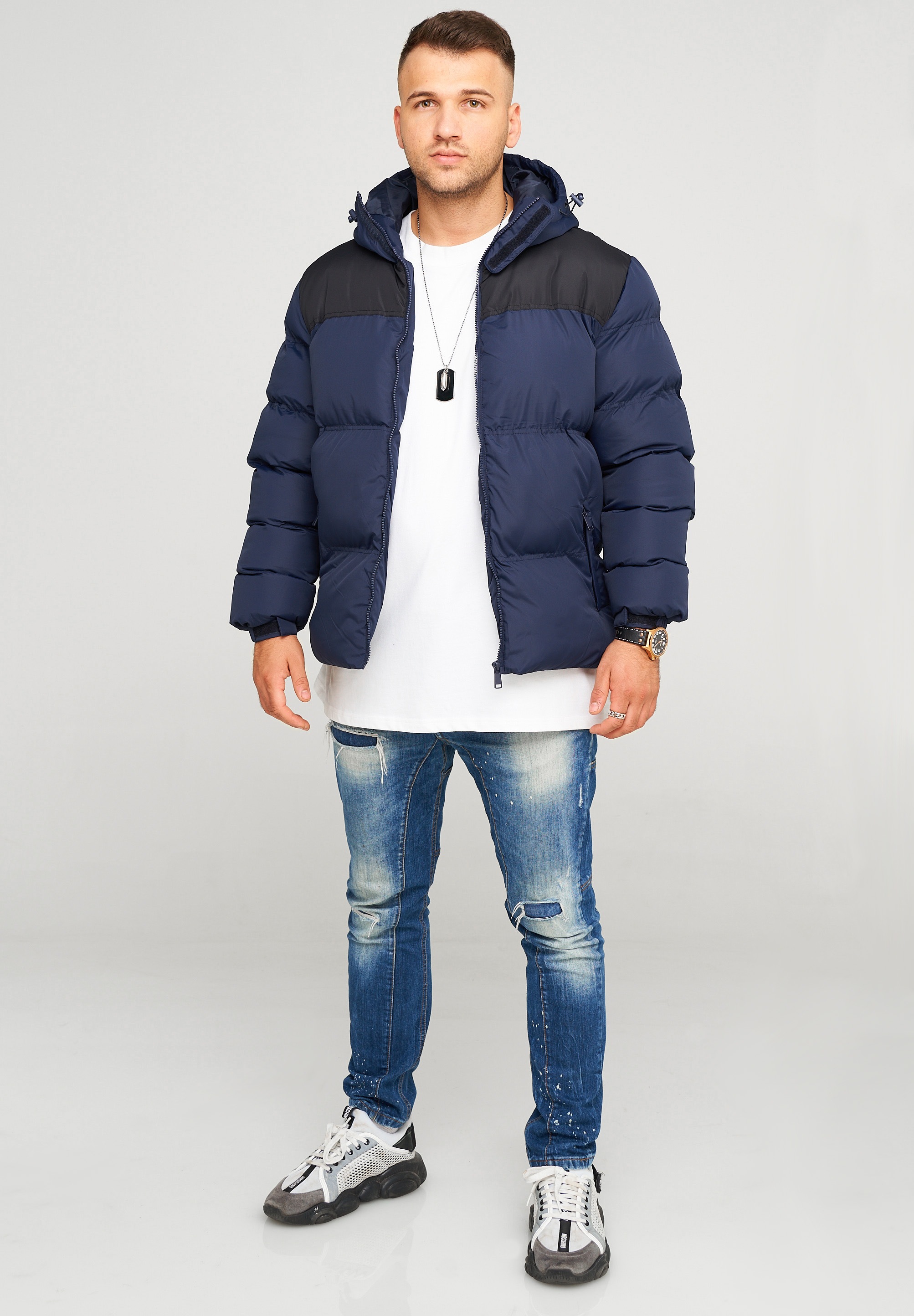 behype Steppjacke »BHROLLIN-PANEL«, mit Kapuze