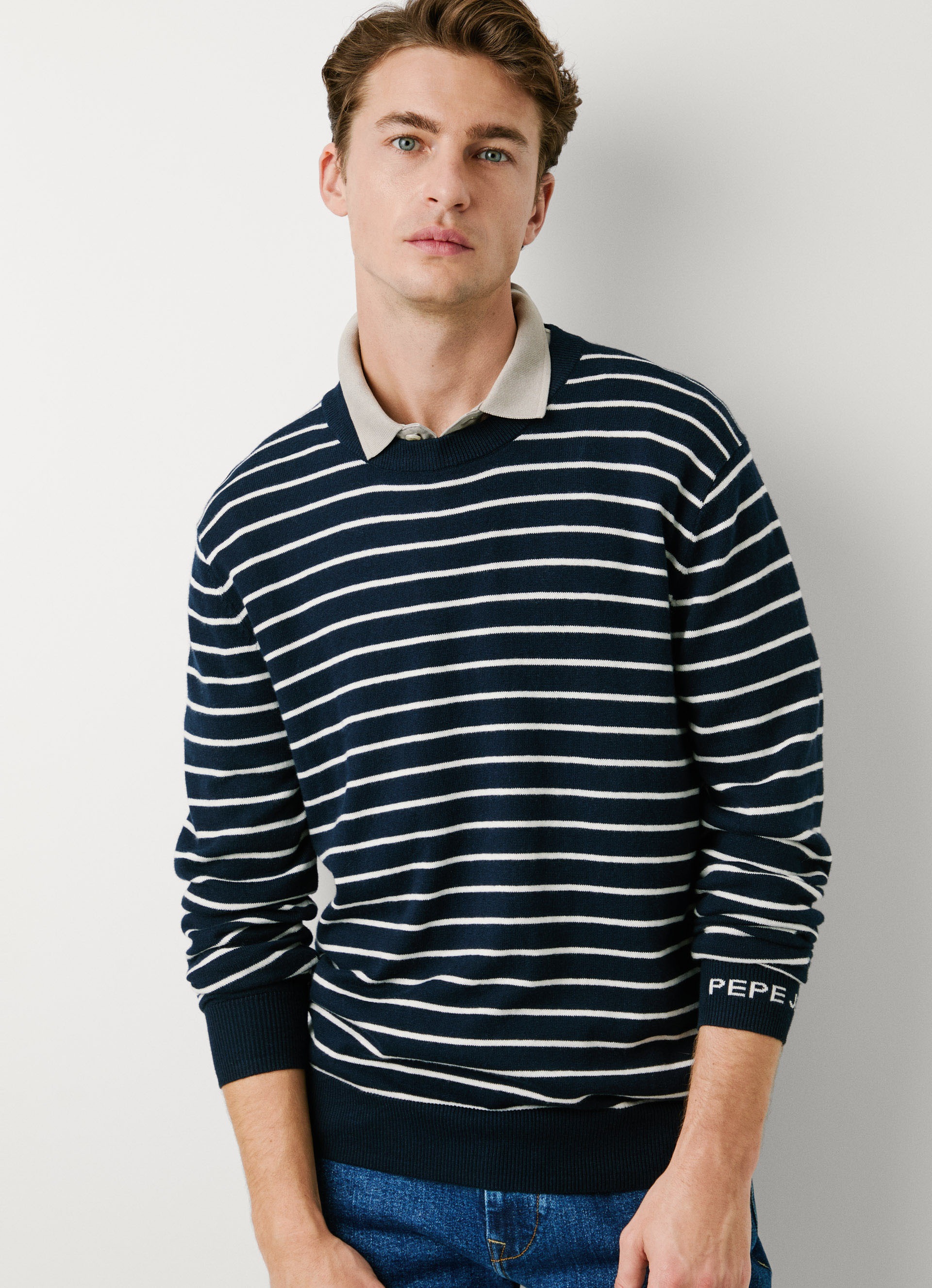 Thumbnail - Pepe Jeans Rundhalspullover "ANDRE STRIPES" mit Kaschmir-Anteil, gestreift