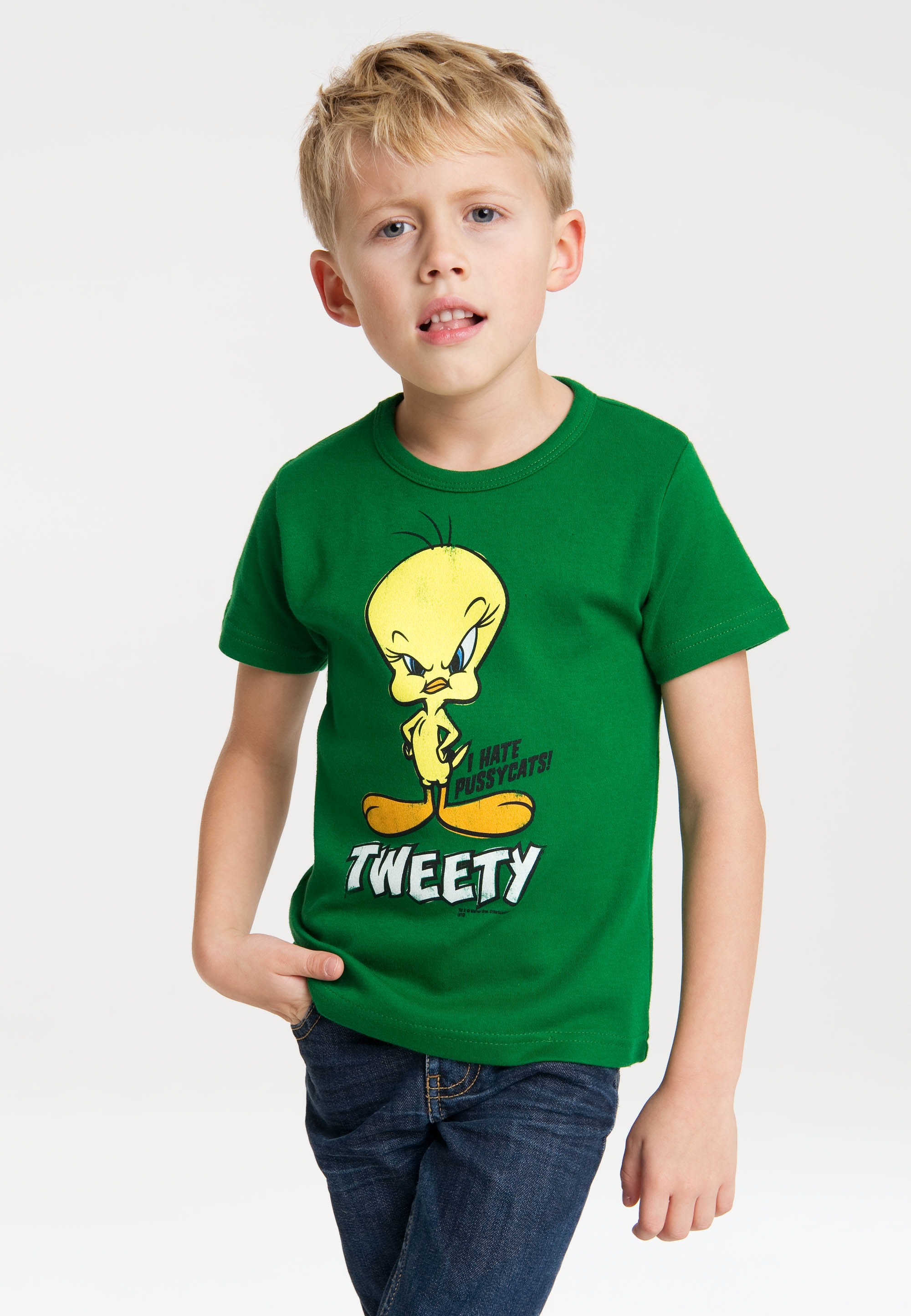 T-Shirt LOGOSHIRT "Looney Tunes - Tweety", Mädchen, Gr. 104/116, grün, 100% Baumwolle, bedruckt, normal, Rundhals, Shirts T-Shirt, mit niedlichem Print