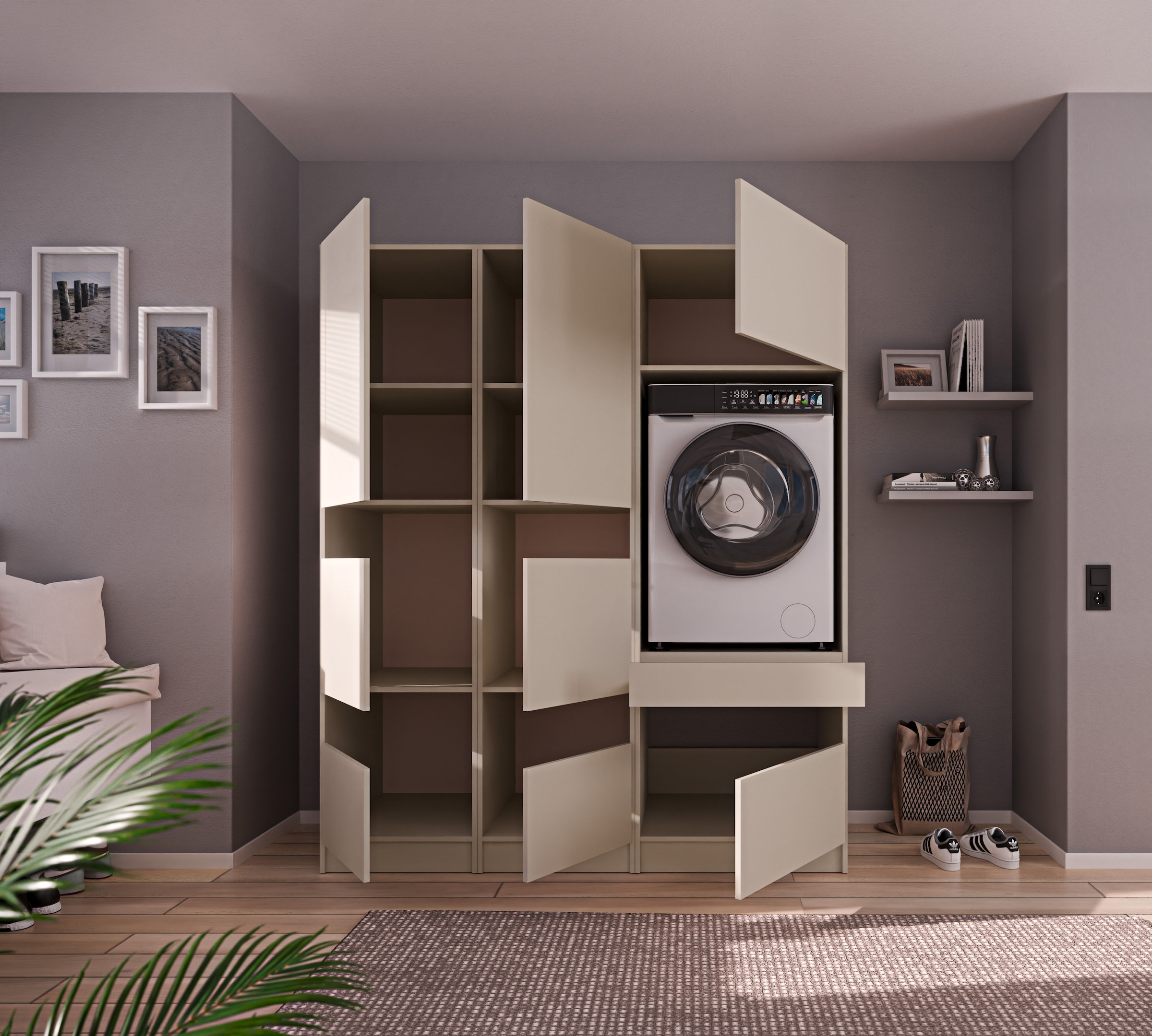 BASIC by Balculina Mehrzweckschrank-Set »Washhome B/T/H 168x68x200 cm« 3 Stk. tlg.