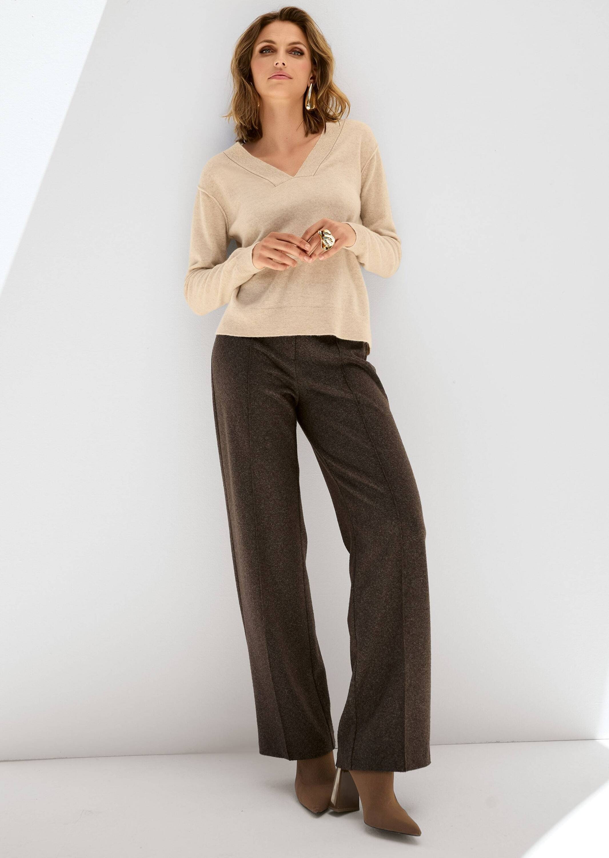 MADELEINE Longpullover »Pullover Kurzer V-Pullover mit Good Kaschmir«