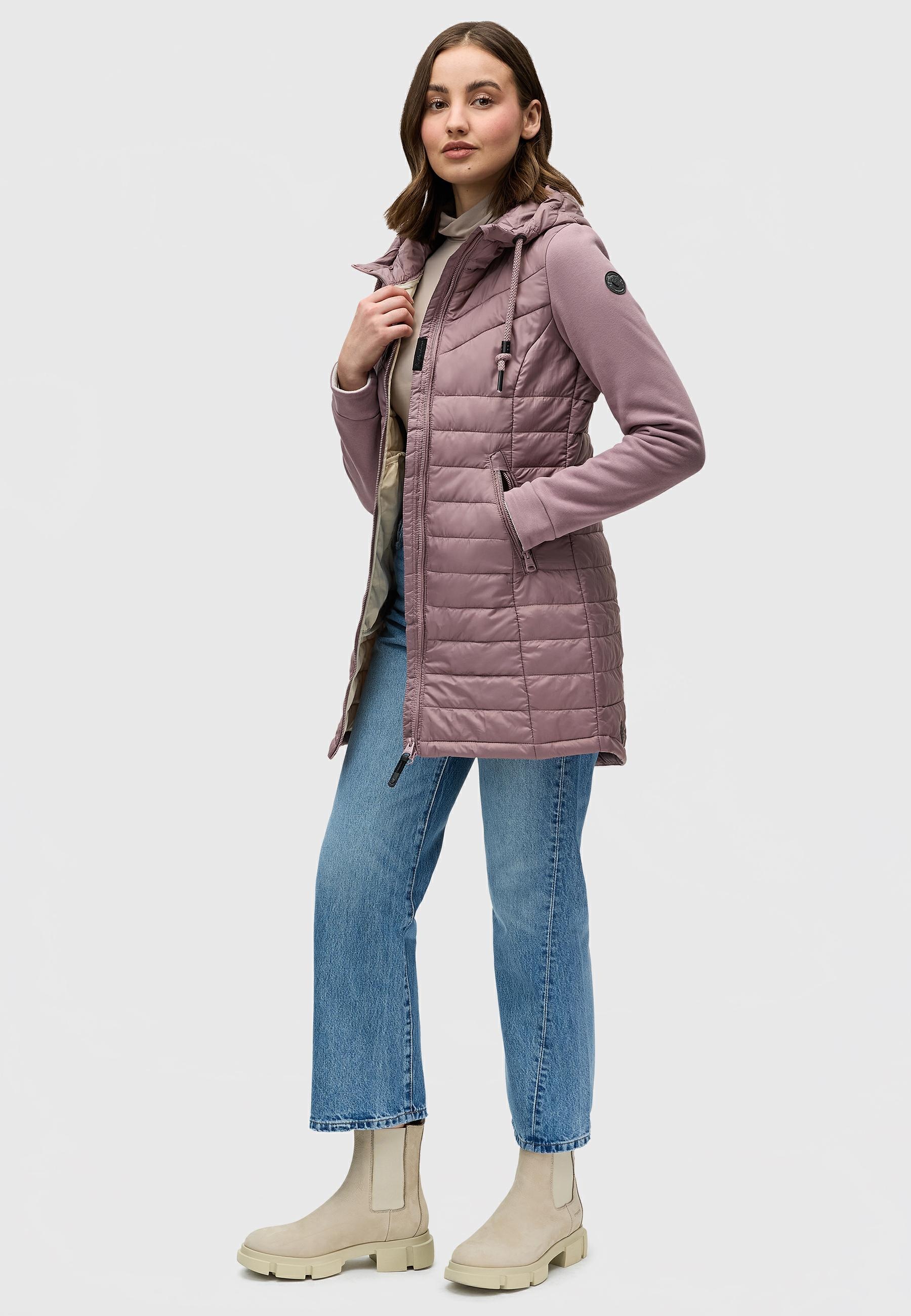 Ragwear Steppmantel »Lucinda Long«, Mantel aus modernem Materialmix mit Kapuze