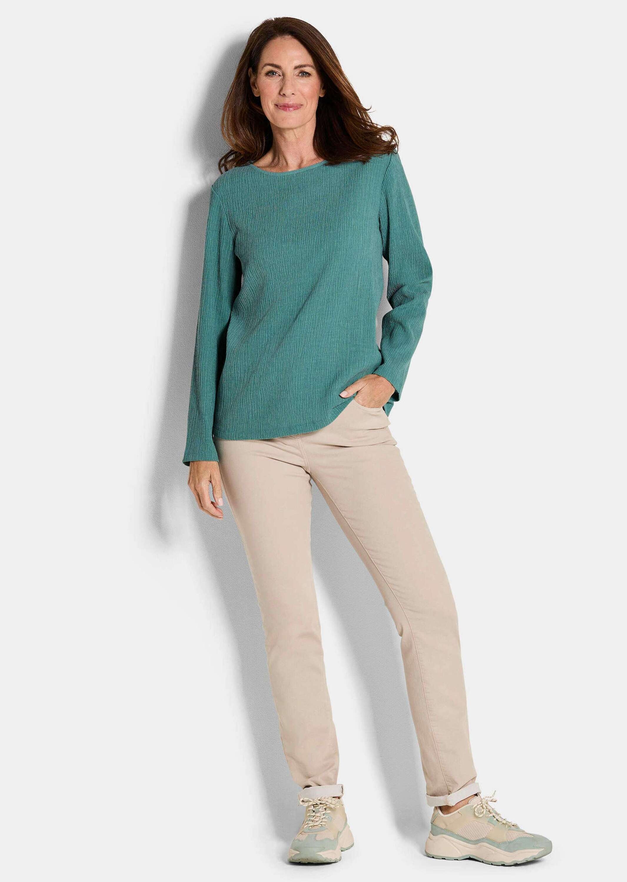 GOLDNER Langarmshirt "Kurzgröße Langarm Melange Jersey-Oberteil" U-Boot-Aus günstig online kaufen