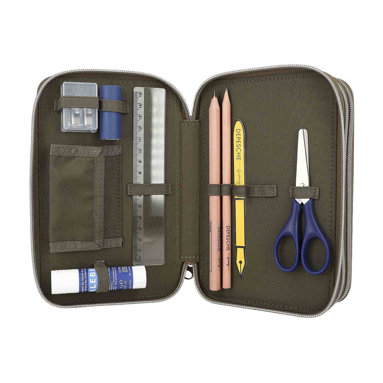 Thumbnail - Depesche Buntstift "3-Fach Federtasche mit 3D Effekt Dino World 20 x 13 cm grün"