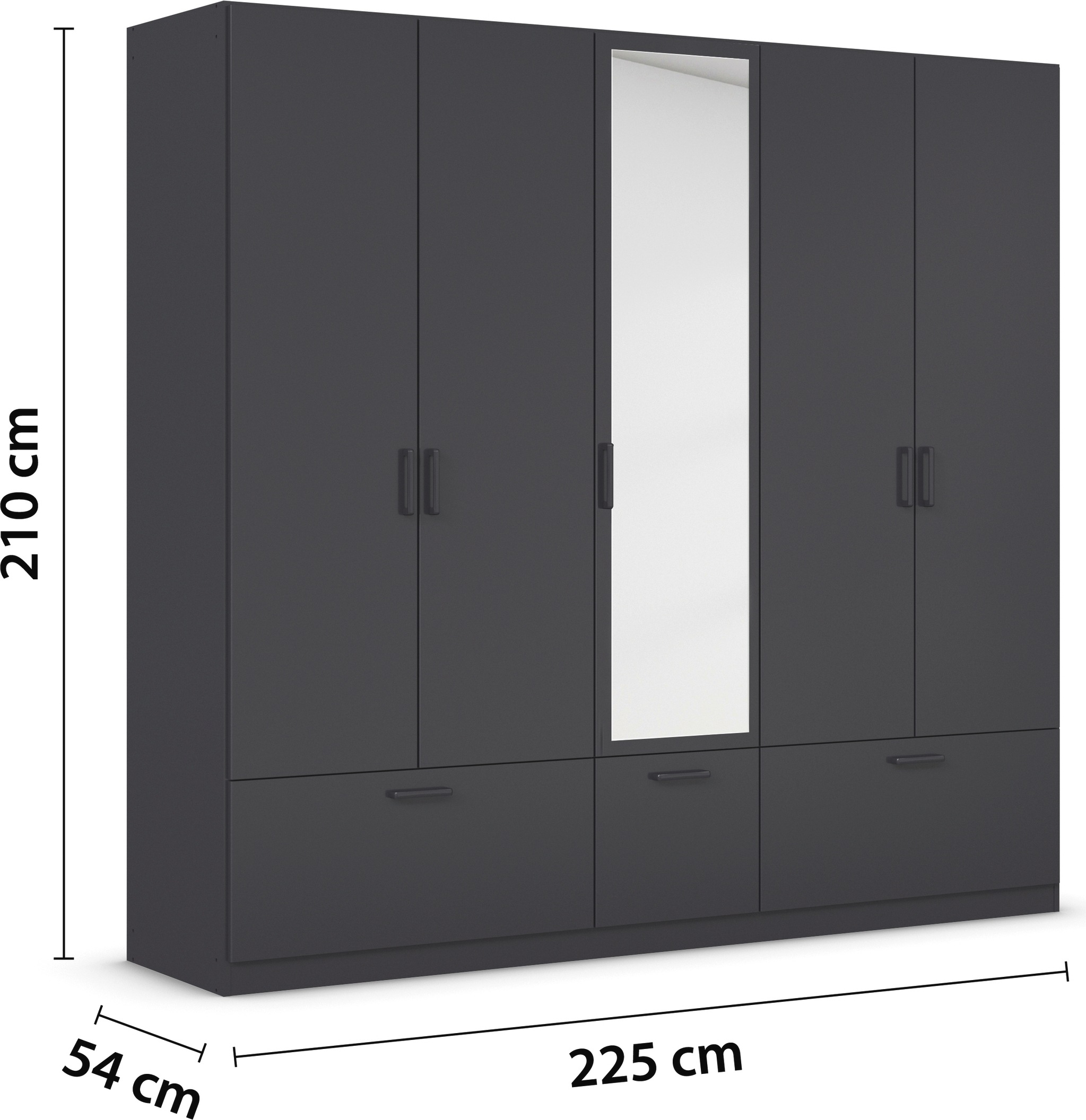 rauch Drehtürenschrank »Kleiderschrank Schrank Garderobe Wäscheschrank BARI mit Spiegel«, mit Schubkästen und modernem Griff in Graumetallic MADE IN GERMANY