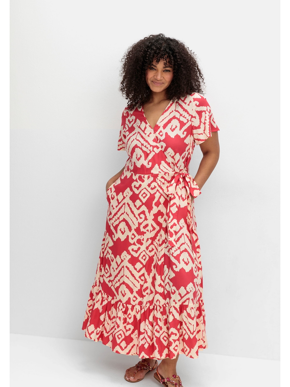 sheego by Joe Browns Maxikleid "Große Größen", in Wickeloptik, mit Grafikpr günstig online kaufen