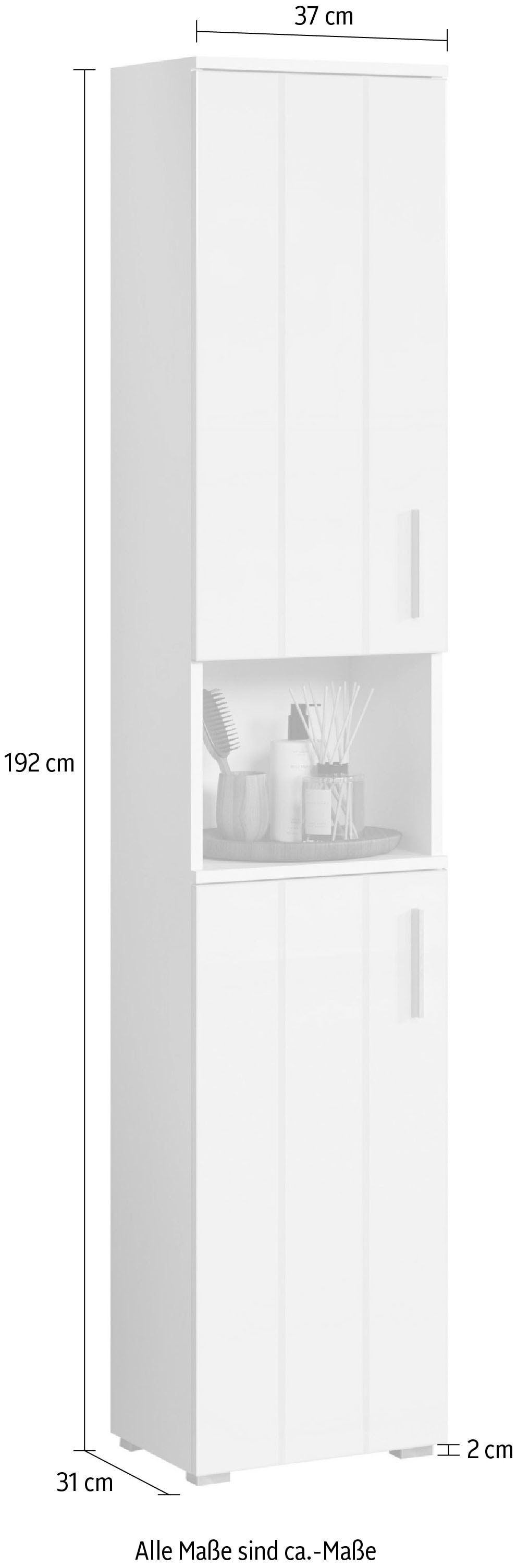 welltime Hochschrank »Prag«, (1 St.), Badmöbel mit wechselbarem Türanschlag - (B/T/H) 37/31/192 cm