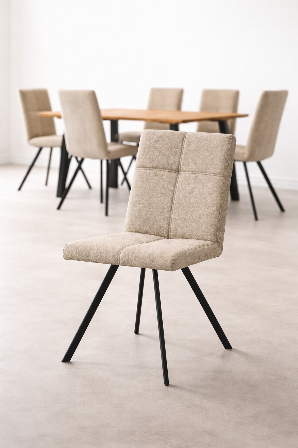 Eckbankgruppe HOME AFFAIRE "Mia Essecke, Sitzgruppe, Eckbankgruppe, Küchenbankgruppe", beige, beige, schwarz, B:207cm H:61cm T:167cm, Holzwerkstoff, Massivholz, Metall, Polyester, Sitzmöbel-Sets, Eckbankgruppe, Eckbank mit Wellenfederung; Tisch in Eiche m
