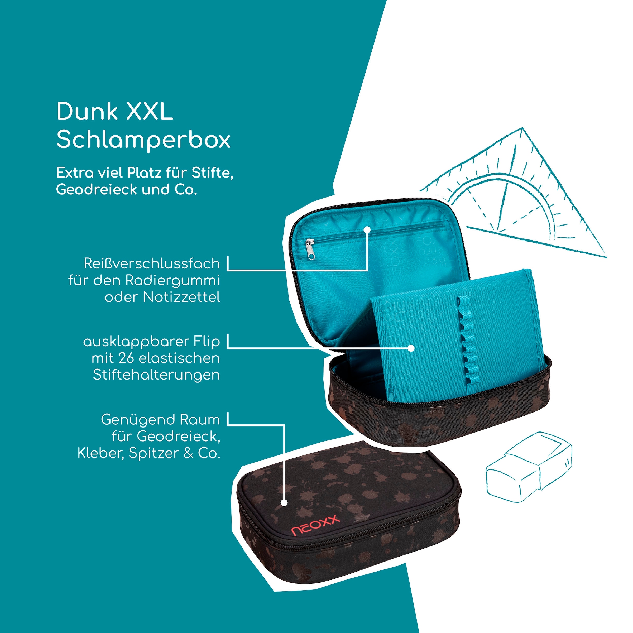 neoxx Schreibgeräteetui »Schlamperbox, Dunk, Splash Black«