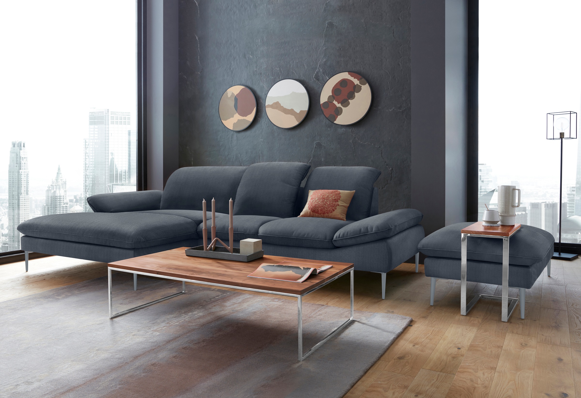 W.SCHILLIG Hocker »enjoy&MORE«, Füße silber matt, Breite 106 cm