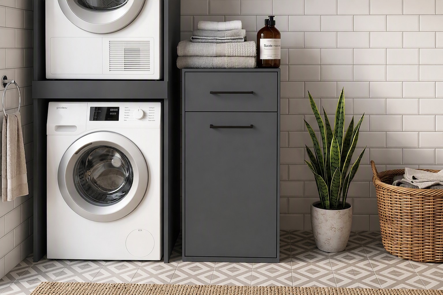 KOCHSTATION Wäscheschrank »KS-Linda« Breite 40 cm, mit integriertem Wäschekorb, 25mm starke Wände