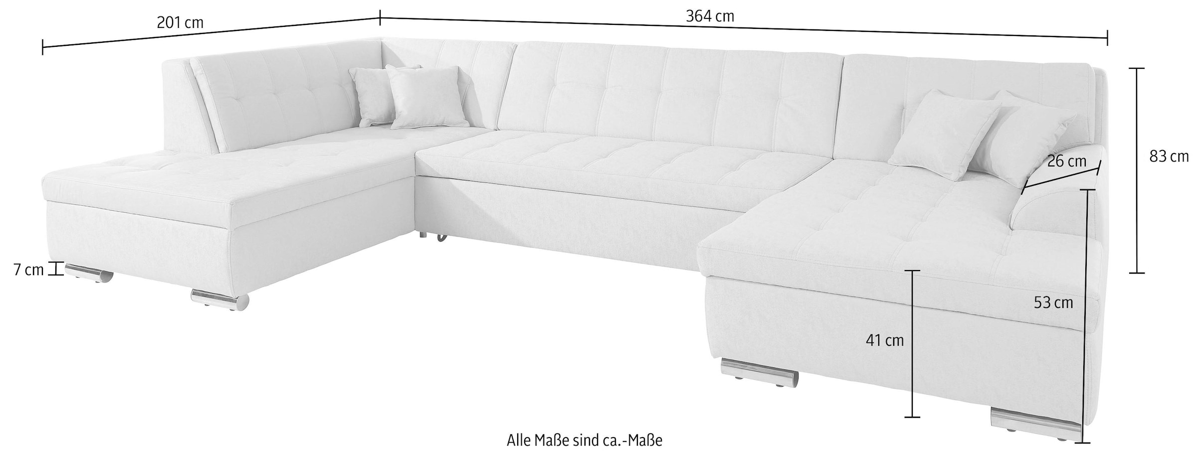 DOMO collection Wohnlandschaft »Aversa U-Form«, wahlweise mit Bettfunktion, frei im Raum stellbar