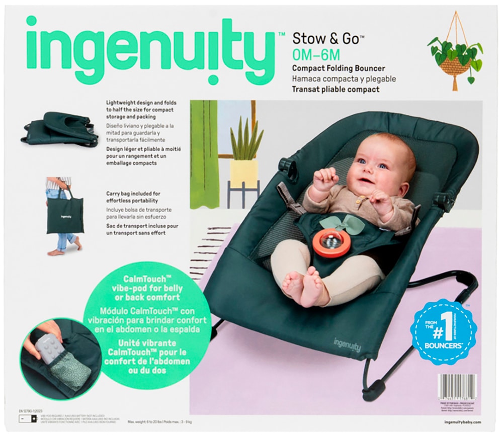 ingenuity Babywippe »Stow & Go™ Compact Folding Bouncer« bis 9 kg mit Vibration