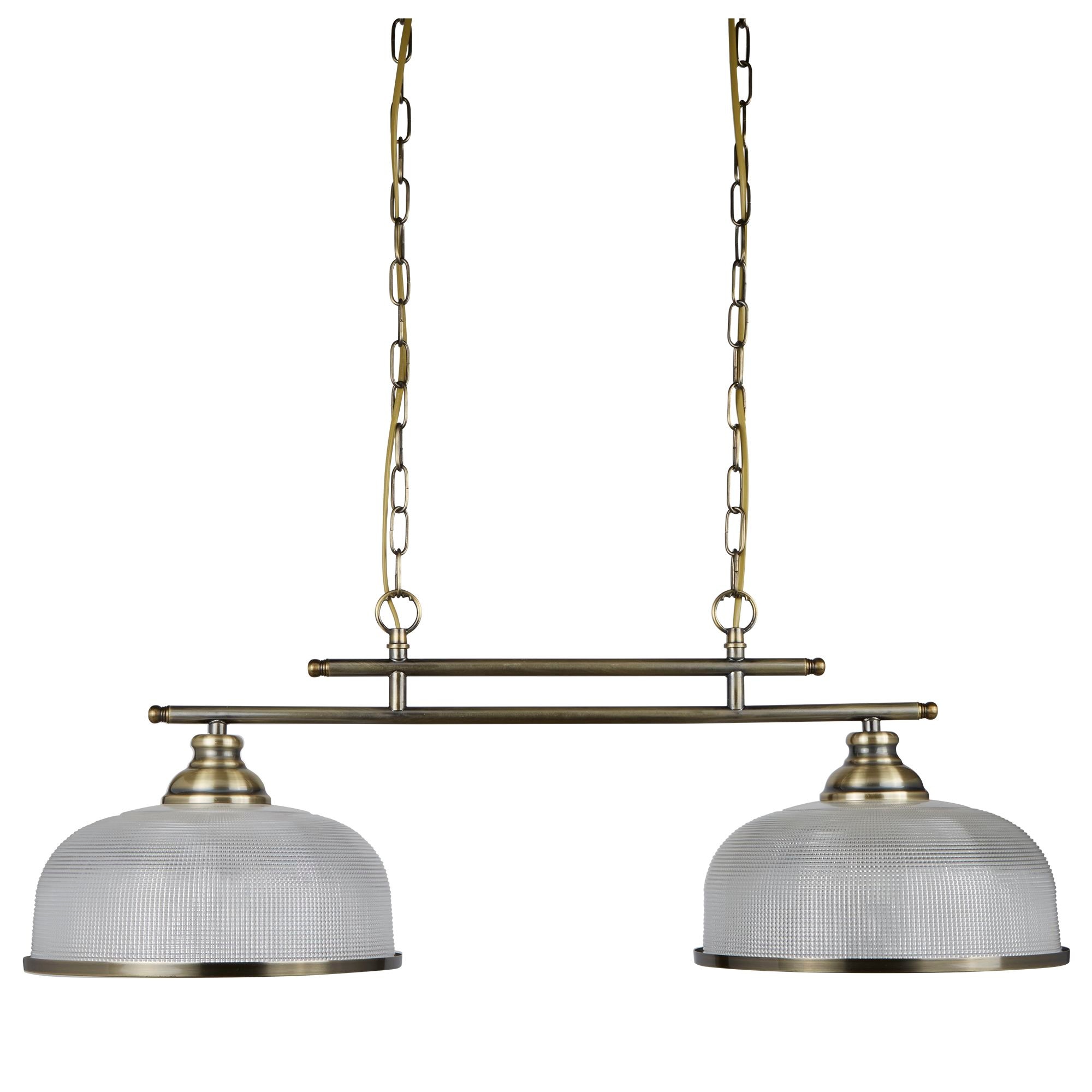 Searchlight Hängeleuchte »Bistro II 2Lt Pendant- Antique Brass & Holophane Style Glass« E27 1 Stk.