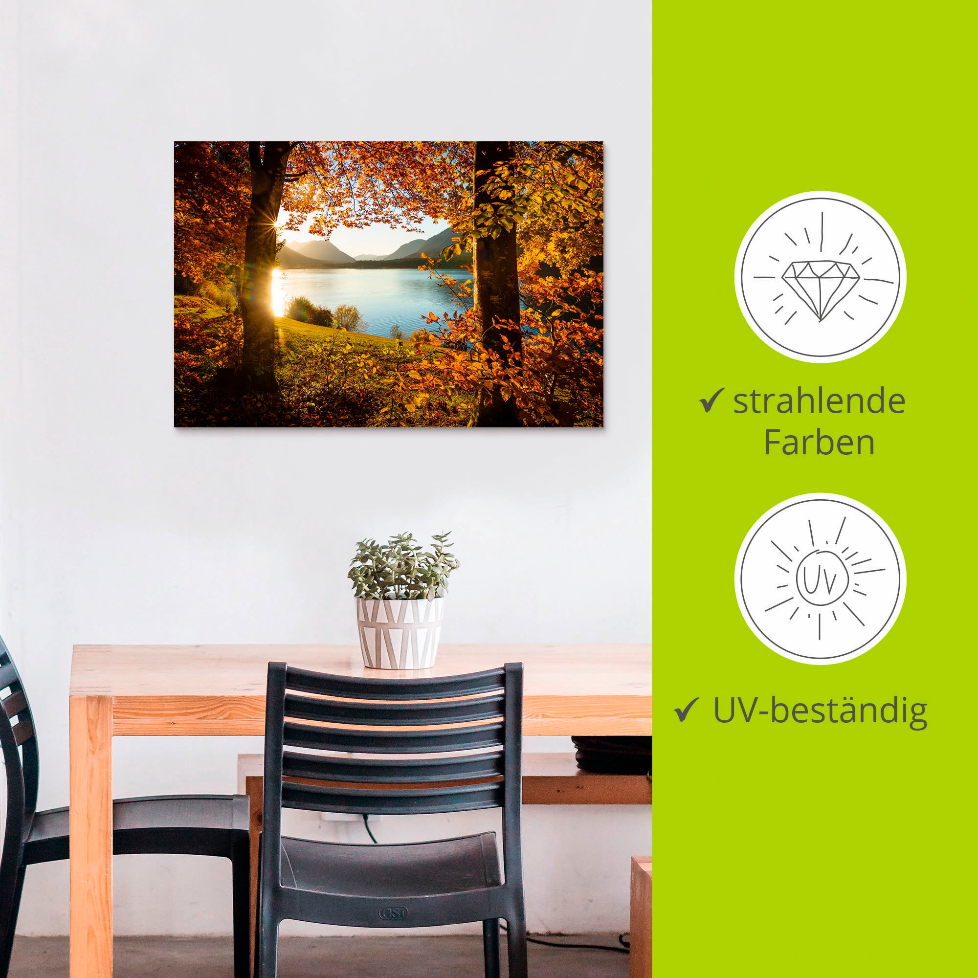 Artland Wandbild »Herbst am Sylvensteinsee«, Gewässer, (1 St.), als Alubild, Outdoorbild, Leinwandbild, Poster in verschied. Größen