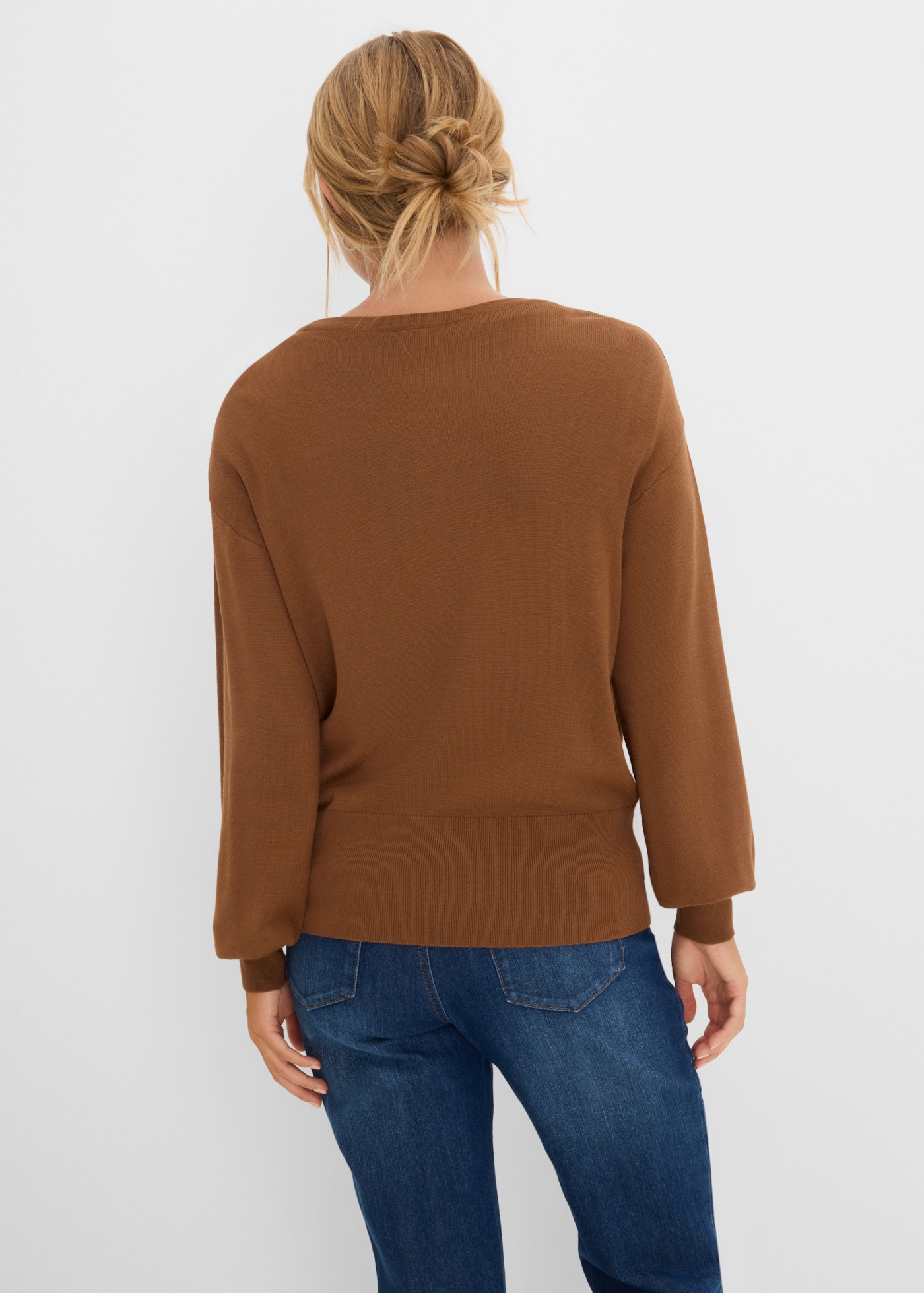 bonprix Strickjacke Feinstrickjacke, mit Knopfleiste, lässig geschnitten, Langarm