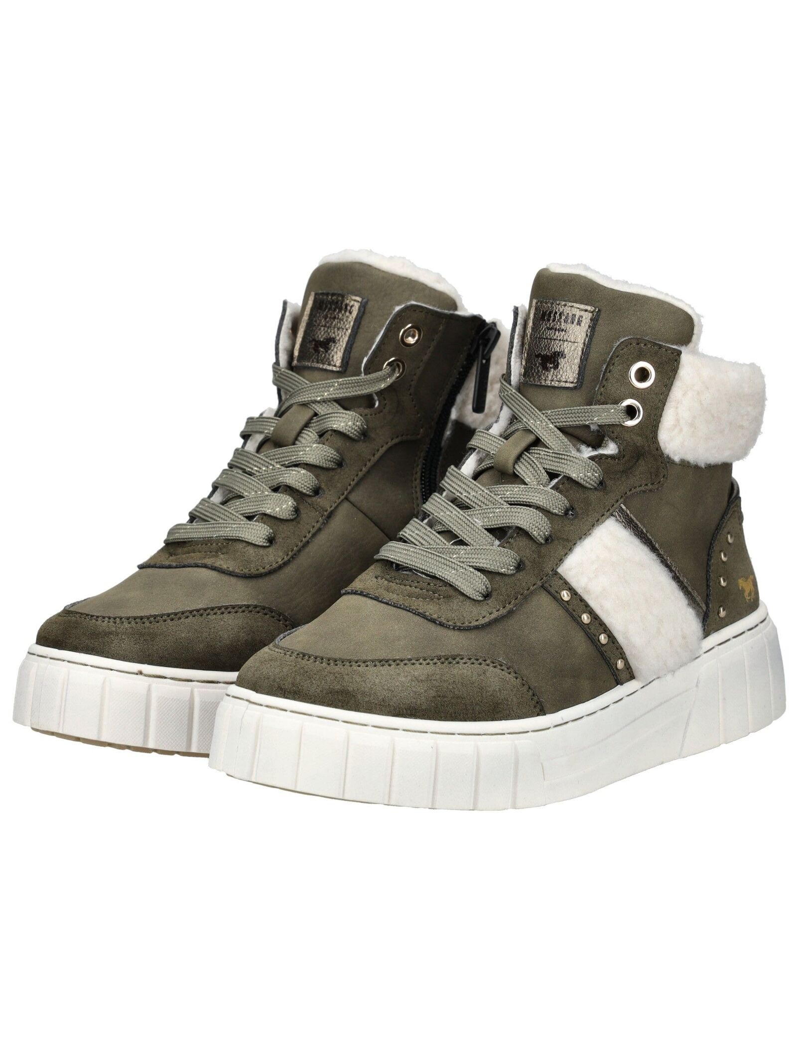 Sneaker MUSTANG SHOES "Mustang Shoes Sneaker Lederimitat/Textil", Damen, Gr. 37, military, Lederimitat, Textil, Schuhe Sneaker 2