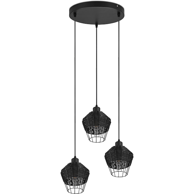 TRIO Leuchten Pendelleuchte »Borka«, 3 flammig-flammig, Boho Hängelampe aus  Rattan 3-flammig exkl E27 max 40W höhenverstellbar | BAUR