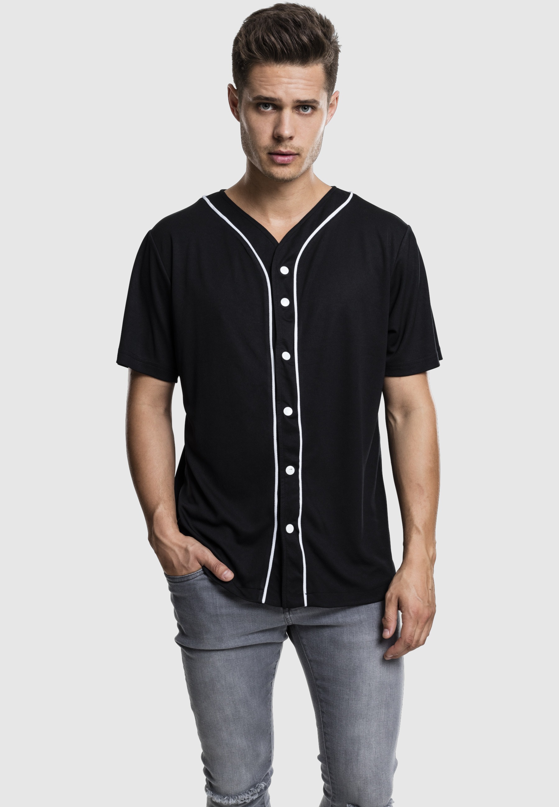 URBAN CLASSICS Kurzarmhemd »Urban Classics Herren Baseball Mesh Jersey« 1 Stk.