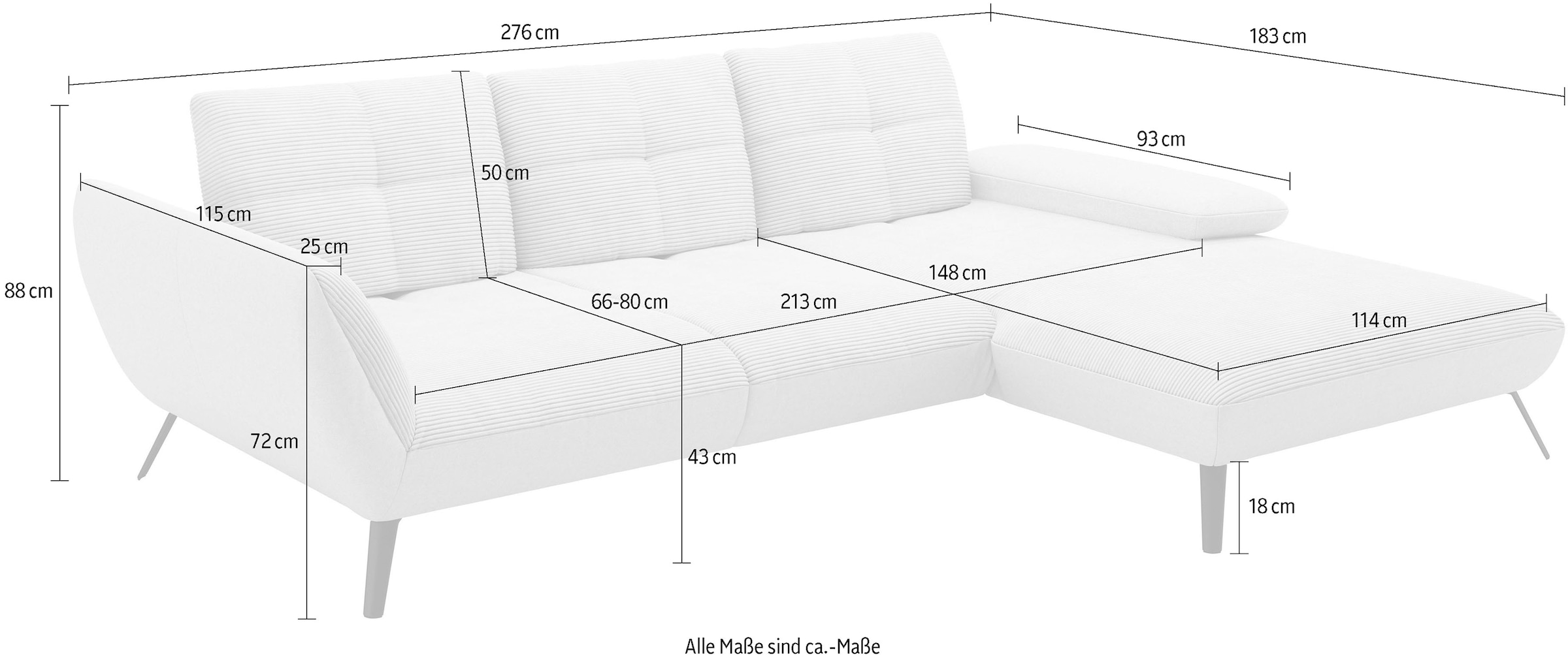 Places of Style Ecksofa »Mikado L-Form«, inkl. Sitztiefenverstellung und Armteilverstellung