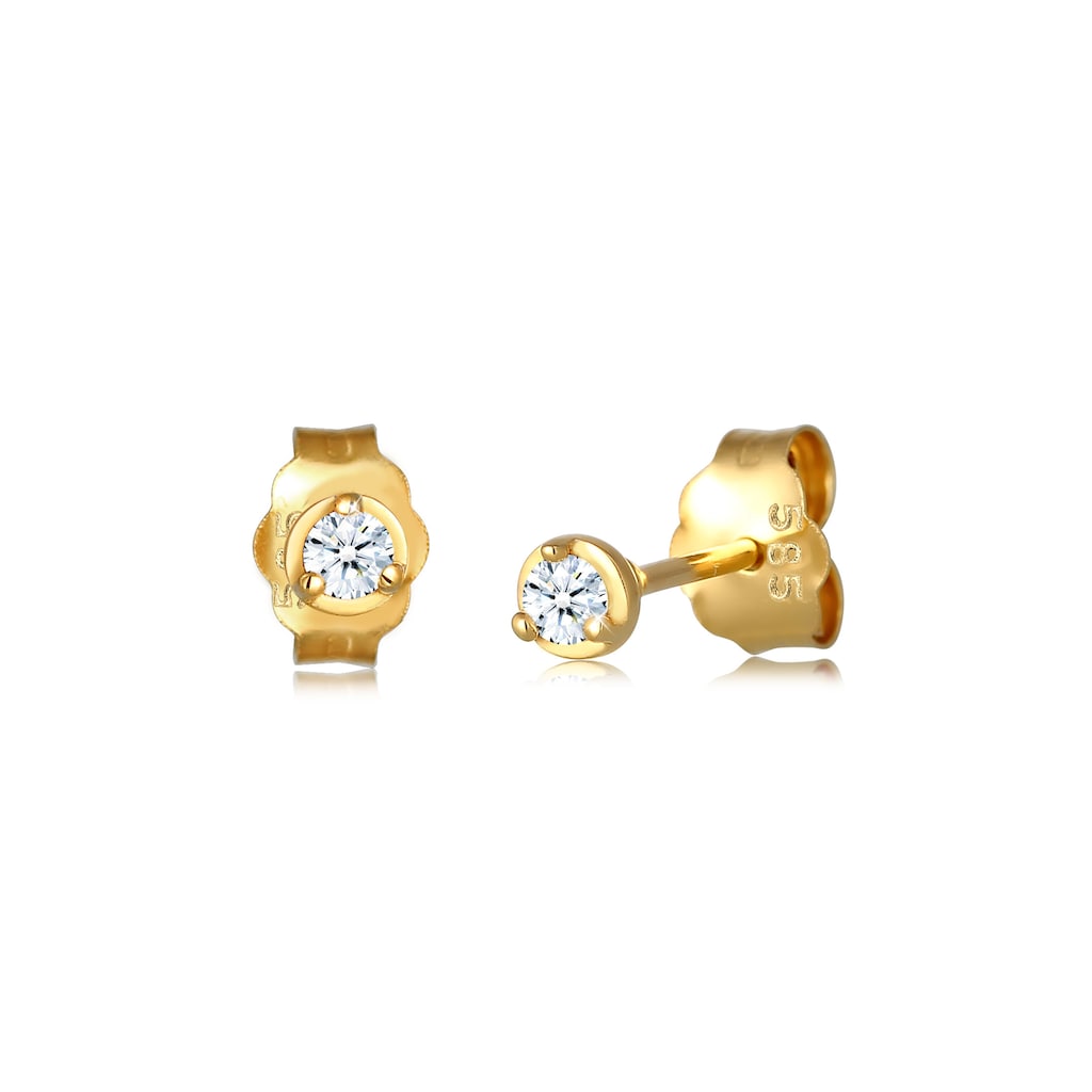 Elli DIAMONDS Paar Ohrstecker »Solitär Basic Edel Diamant (0.06 ct.) 585 Gelbgold«