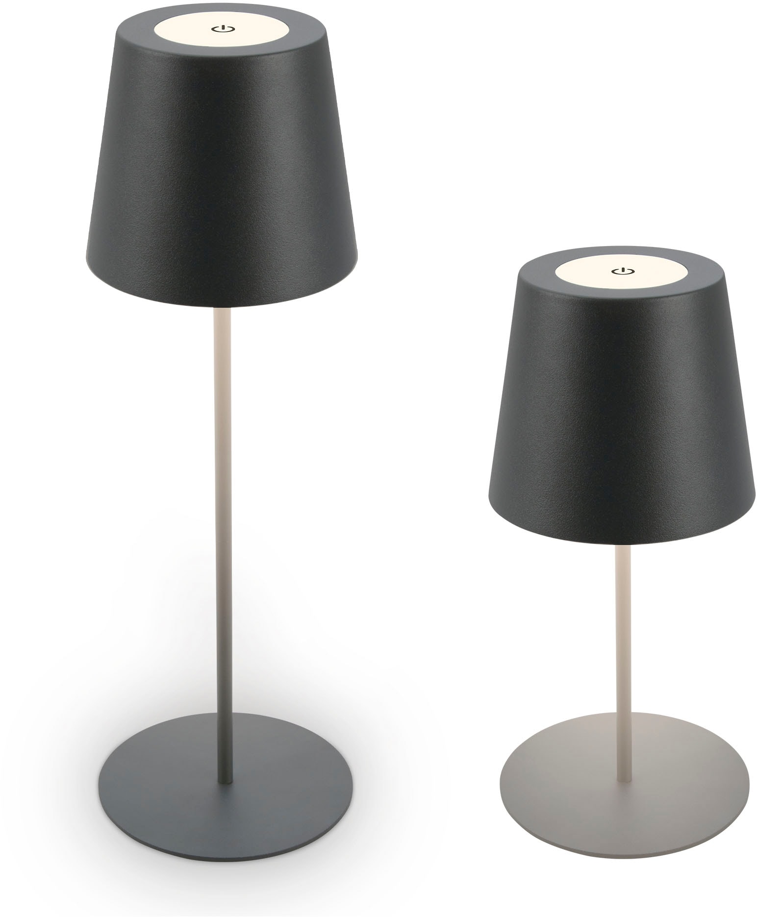 B.K.LICHT Außen-Tischleuchte "BK_TL1593 Akku LED Tischlampe, 3-Stufen Touchdimmer, mit USB", grau (anthrazit), 1, Ø 10,5cm H: 36cm, 1 Stk., Leuchten, 2.700 K, 200 Lm, 2,5W, IP44, 12h Leuchtdauer, 36 x 10,5 cm, Anthrazit