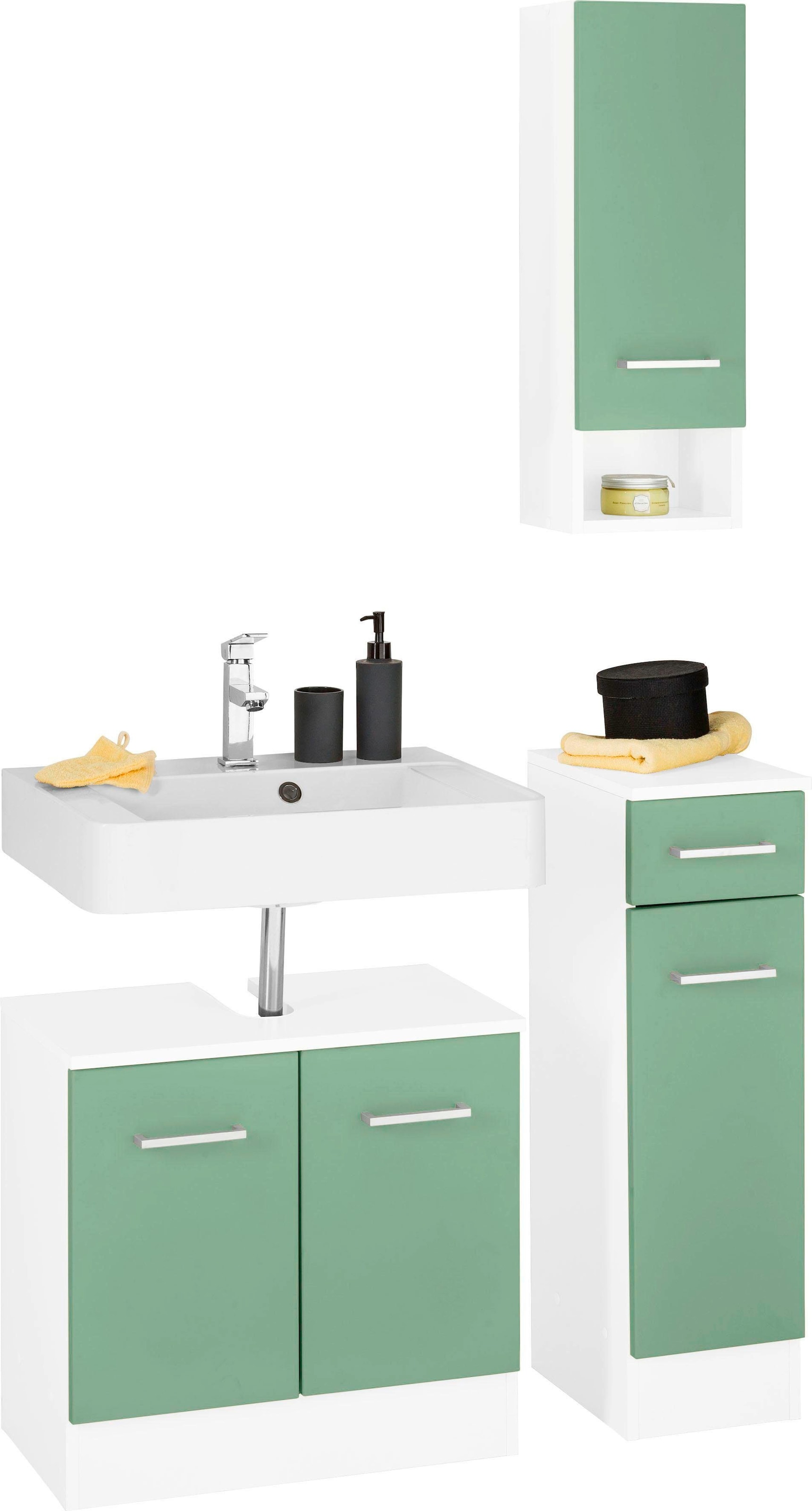 welltime Badmöbel-Set "Ribera" 3 Stk. tlg. Waschplatz, Hängeschrank, Unters günstig online kaufen