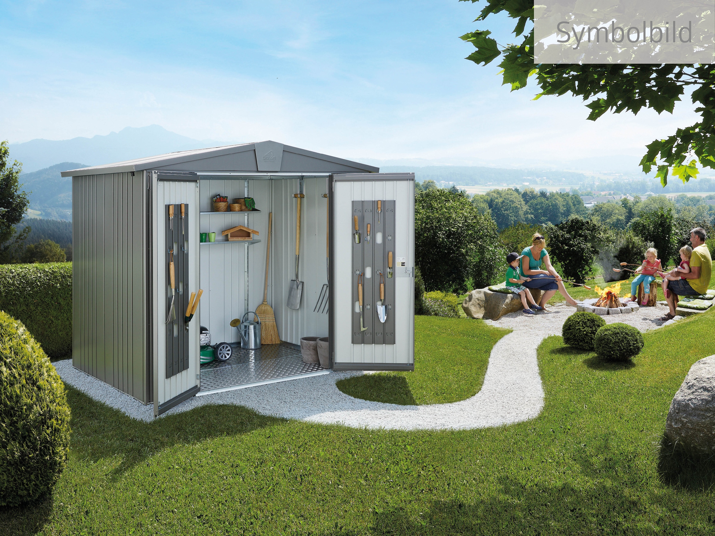 Biohort Gerätehaus »Europa Gr. 4, verschiedene Farben«, Qualitäts-Geräteschuppen aus Metall