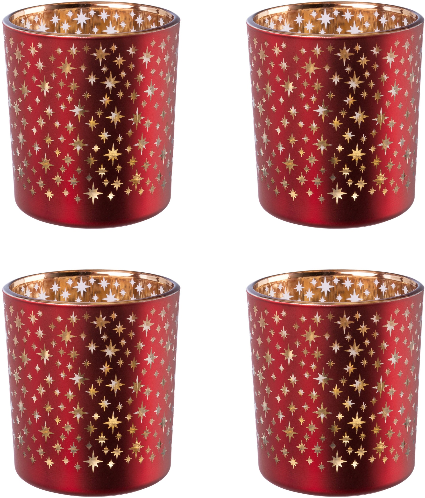 Teelichthalter »Weihnachtsdeko«, (4 St.), mit goldfarbener Innenseite