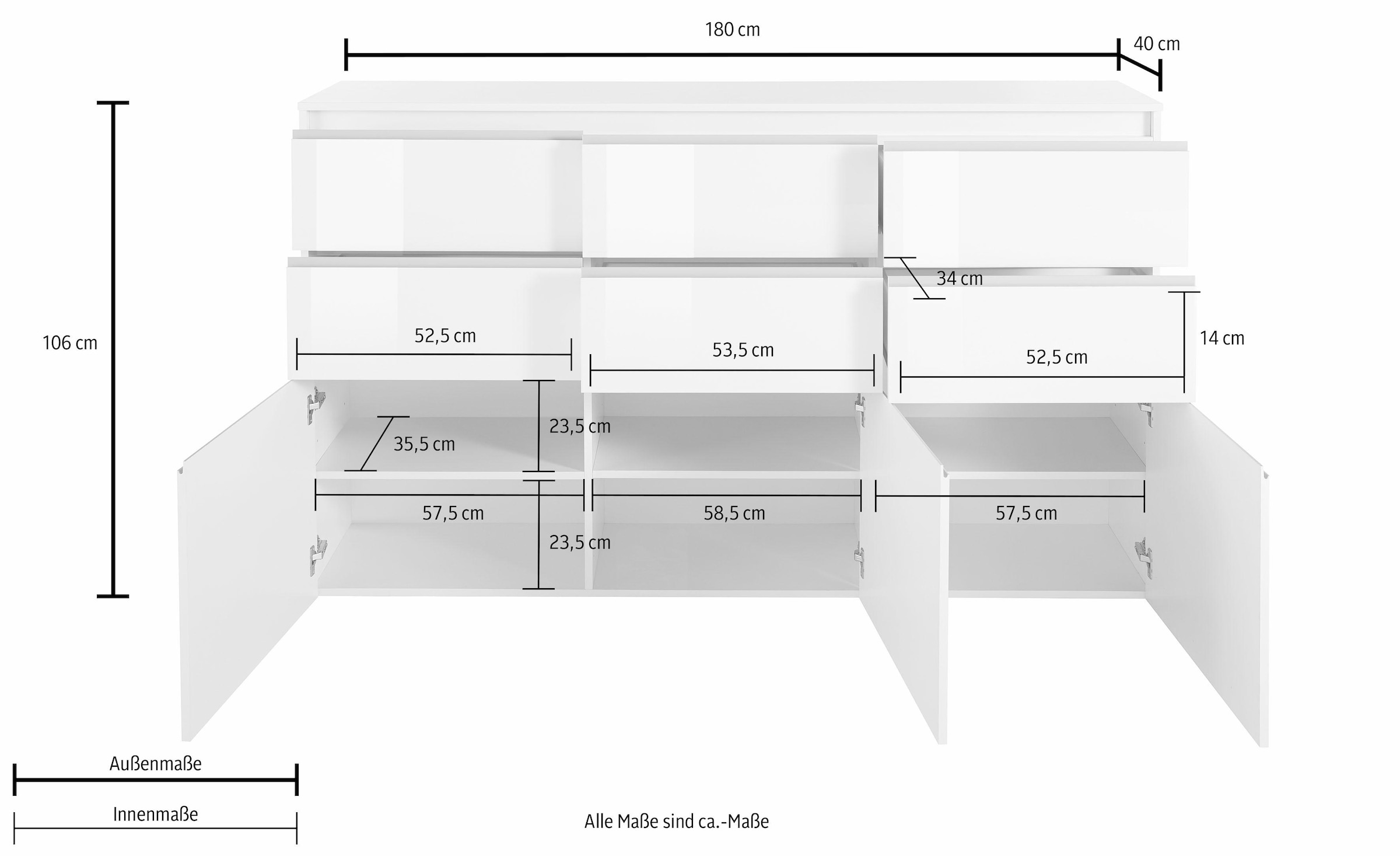 INOSIGN Highboard »Magic«, Breite 180 cm, ohne Beleuchtung