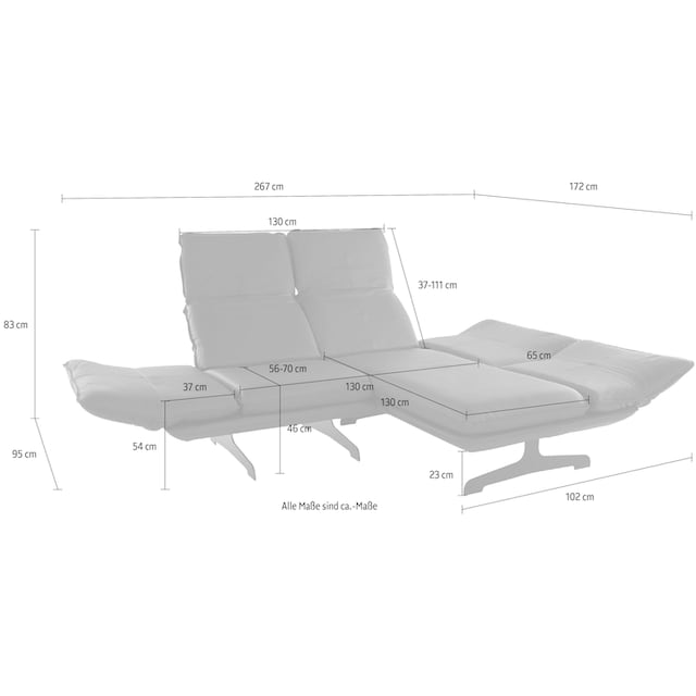 DOMO collection Ecksofa »New York«, wahlweise mit Arm- und Rückenfunktion,  mit Kufenfüßen aus Metall kaufen | BAUR