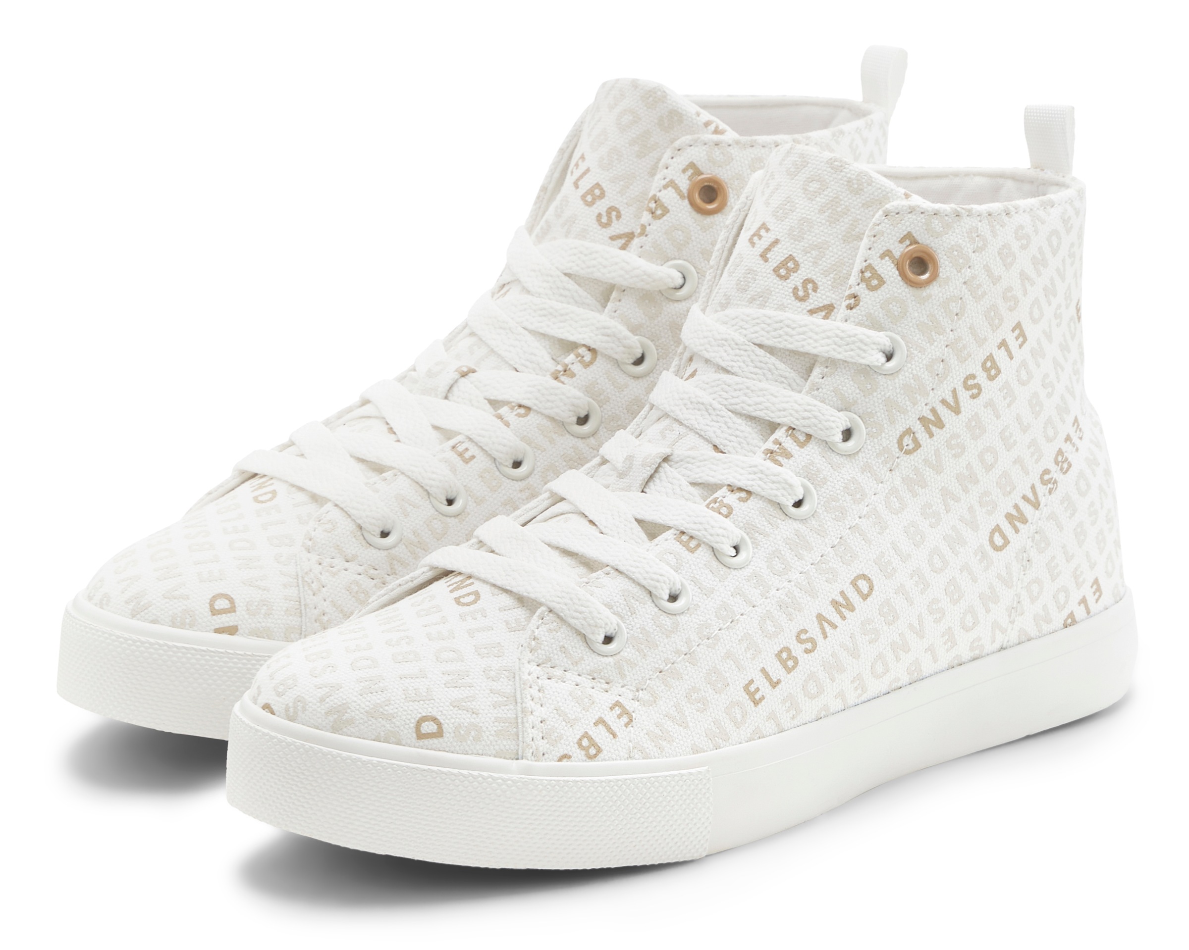 Elbsand Stiefelette "Sneaker, Textilschuhe, Schnürschuh, Freizeitschuh, Stoffschuhe" Turnschuh, Schnürhalbschuh mit modernem Logo-Druck VEGAN