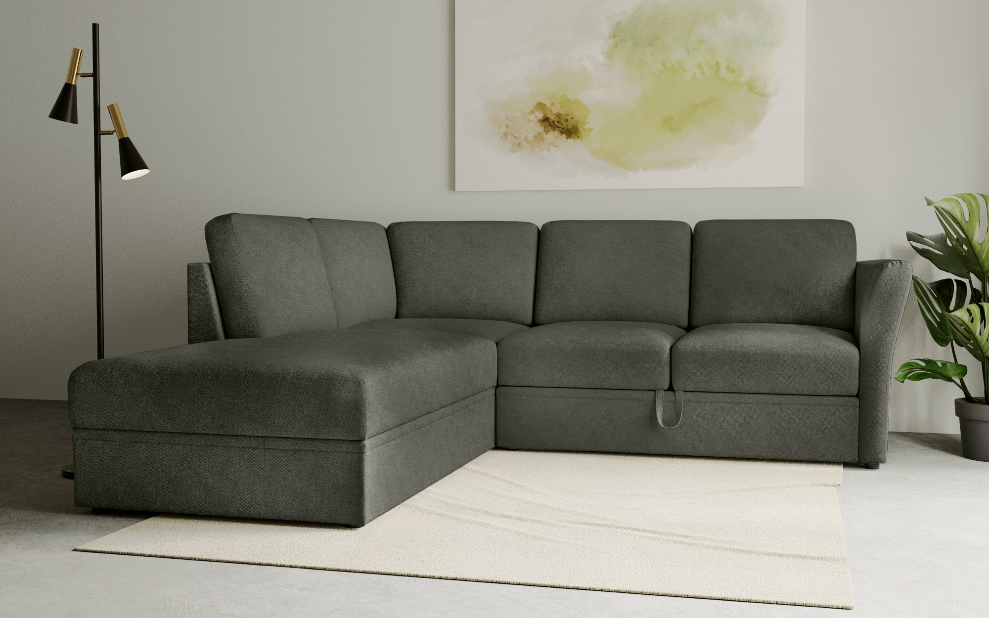OTTO home Ecksofa "Lavars, L-Form, Schlafsofa" mit Bettfunktion und Stauraum, in zwei verschiedenen Bezugsqualitäten