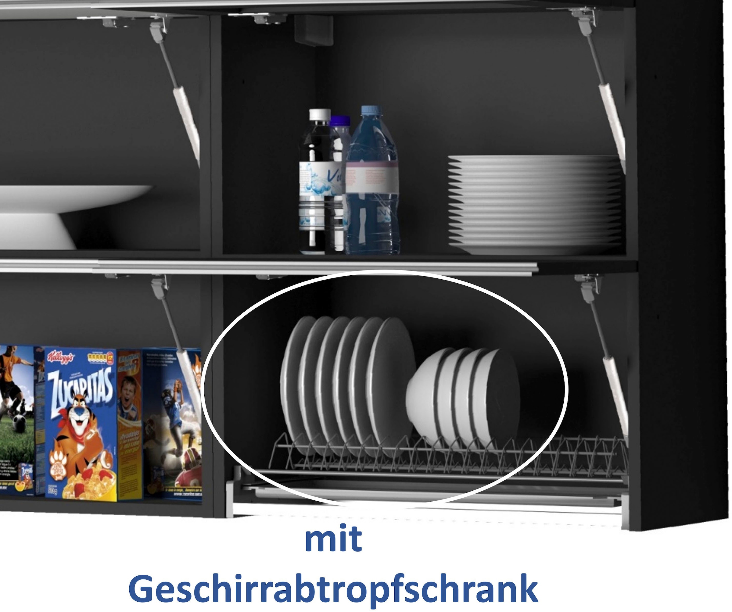 KOCHSTATION Küchenzeile »KS-Sole«, Breite 256 cm, Hängeregal, Geschirrabtropfschrank, ohne E-Geräte