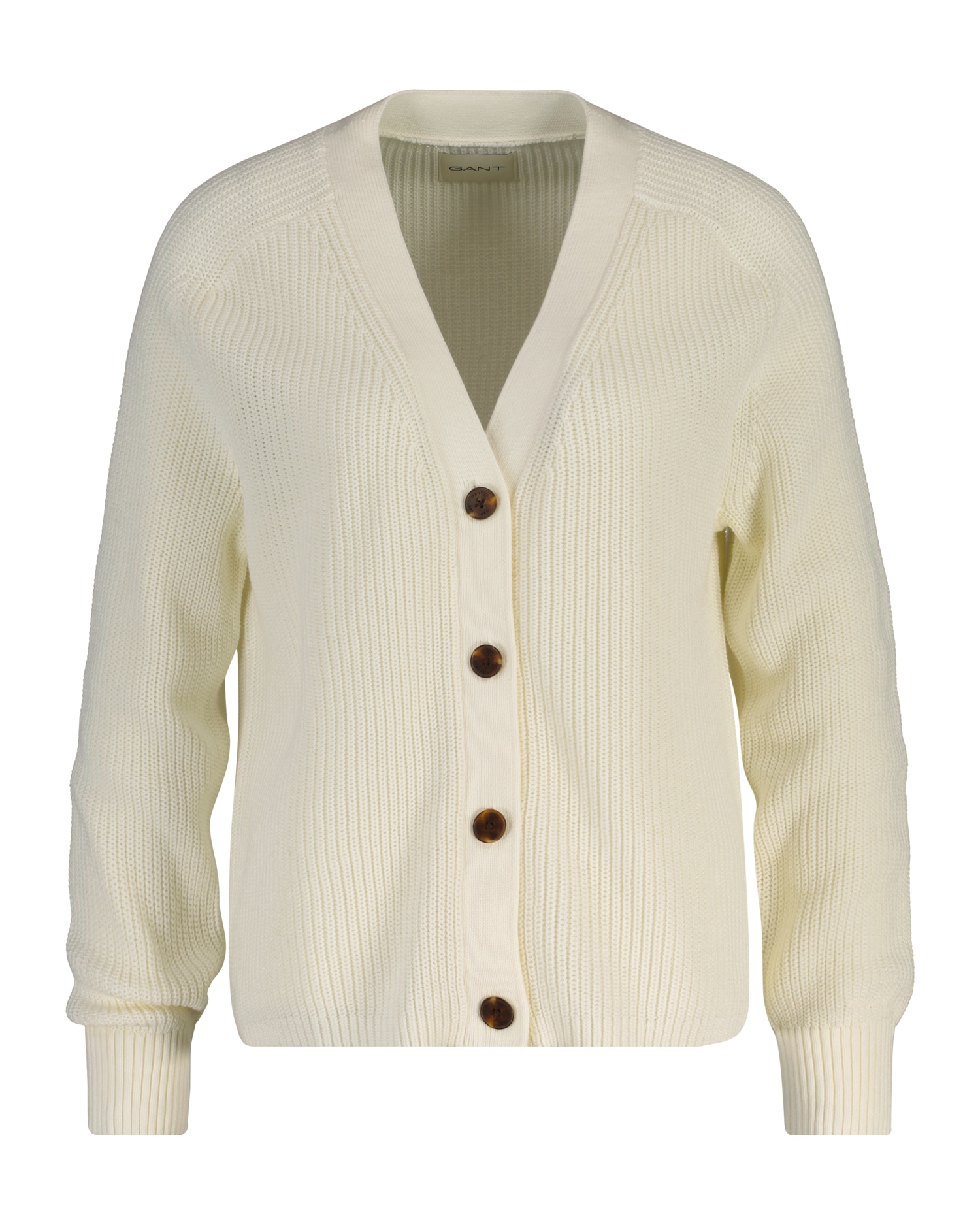 Gant Cardigan "RIBBED KNIT COTTON" Regular fit mit V-Ausschnitt günstig online kaufen