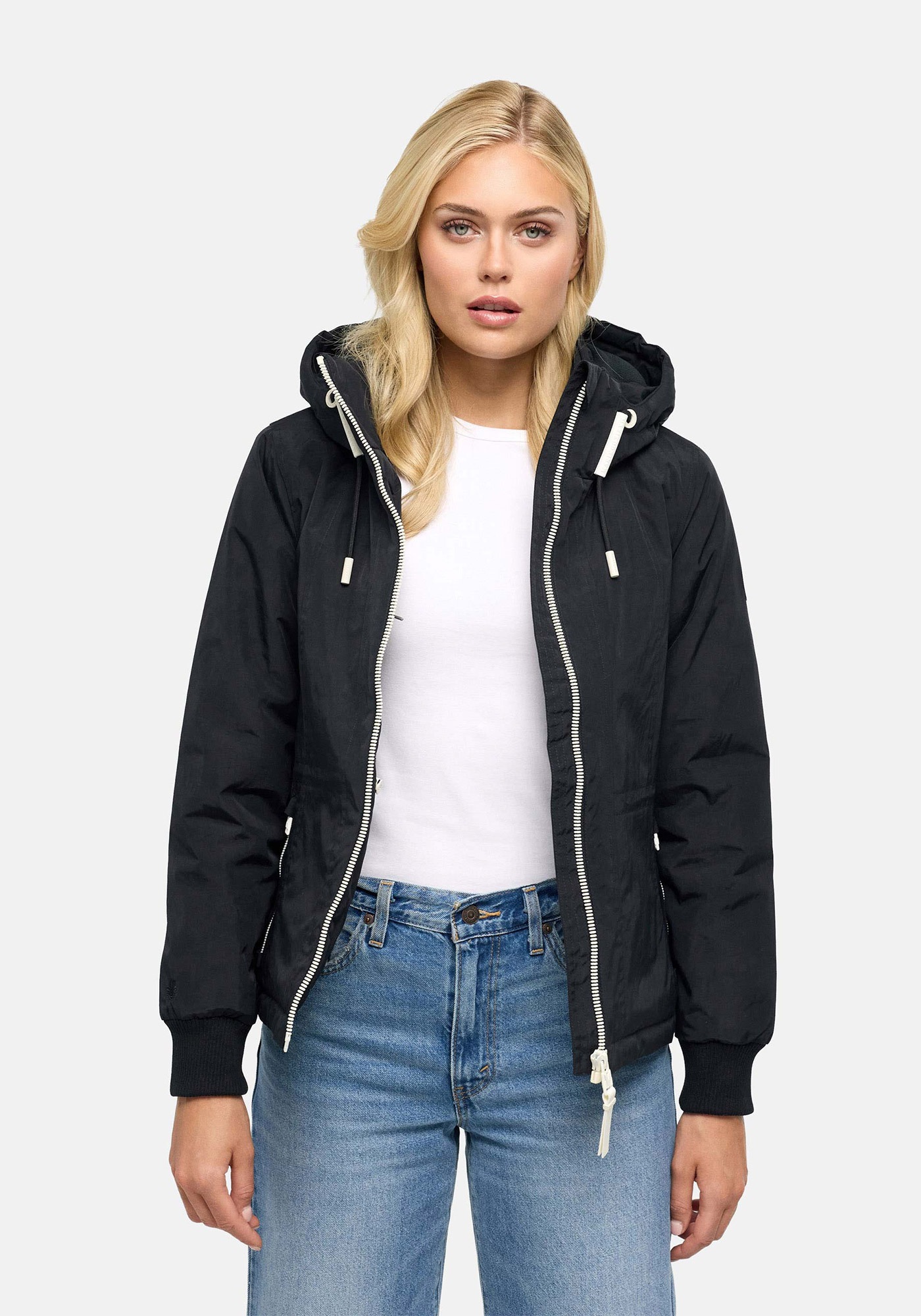 Marikoo Winterjacke »Vivii« mit Kapuze Softshelljacke mit Kapuze und Kontrast-Reißverschlüssen