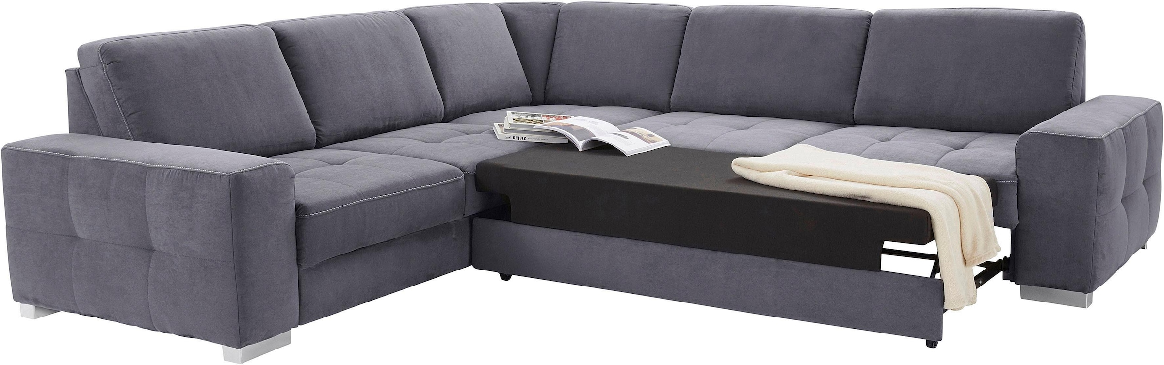 sit&more Ecksofa »Santorini L-Form«, mit Federkern und Sitztiefenverstellung, wahlweise mit Bettfunktion
