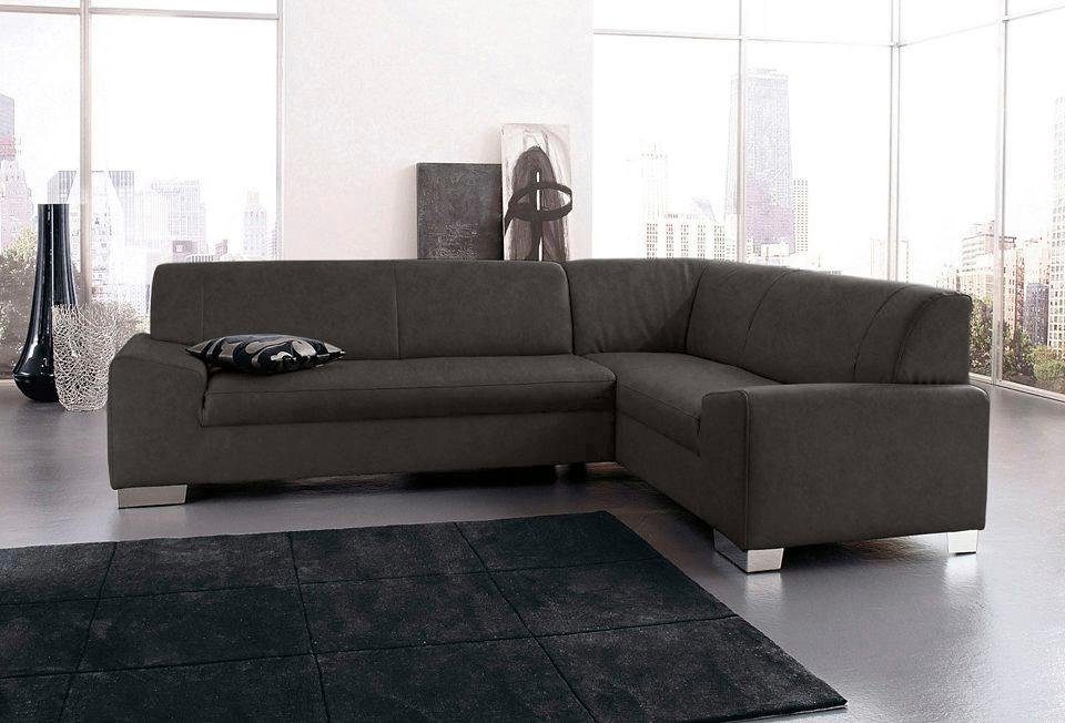 DOMO collection Ecksofa "Alisson, zeitlose Optik, flache Armlehnen, L-Form" fester Sitzkomfort, wahlweise mit Bettfunktion