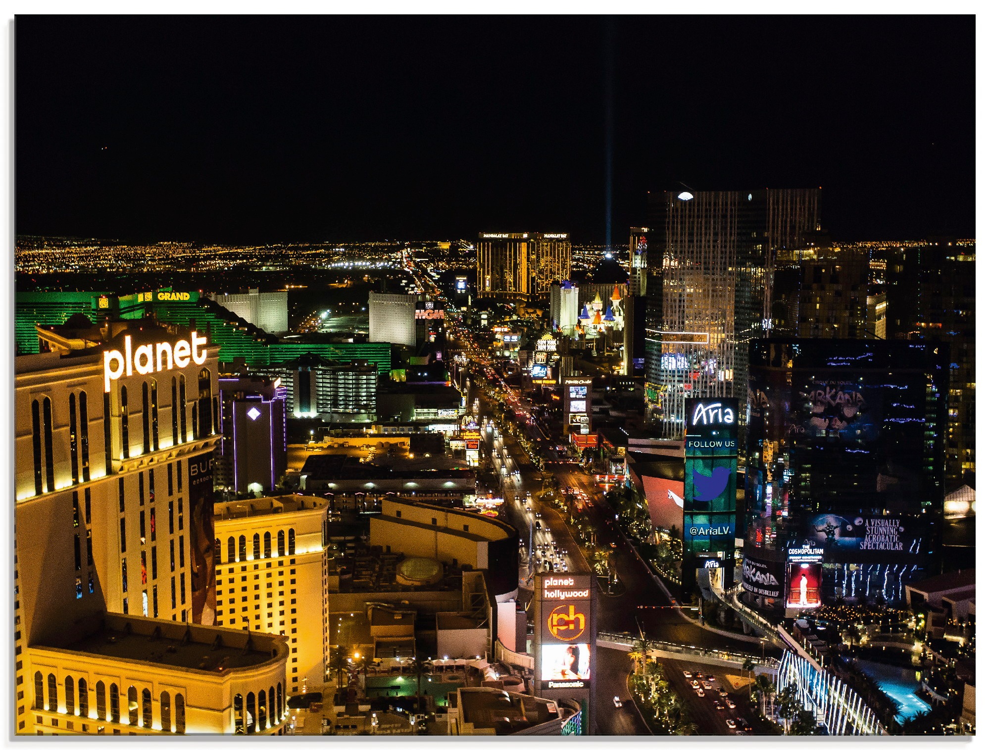 Artland Glasbild "Las Vegas bei Nacht", Amerika, (1 St.), in verschiedenen Größen