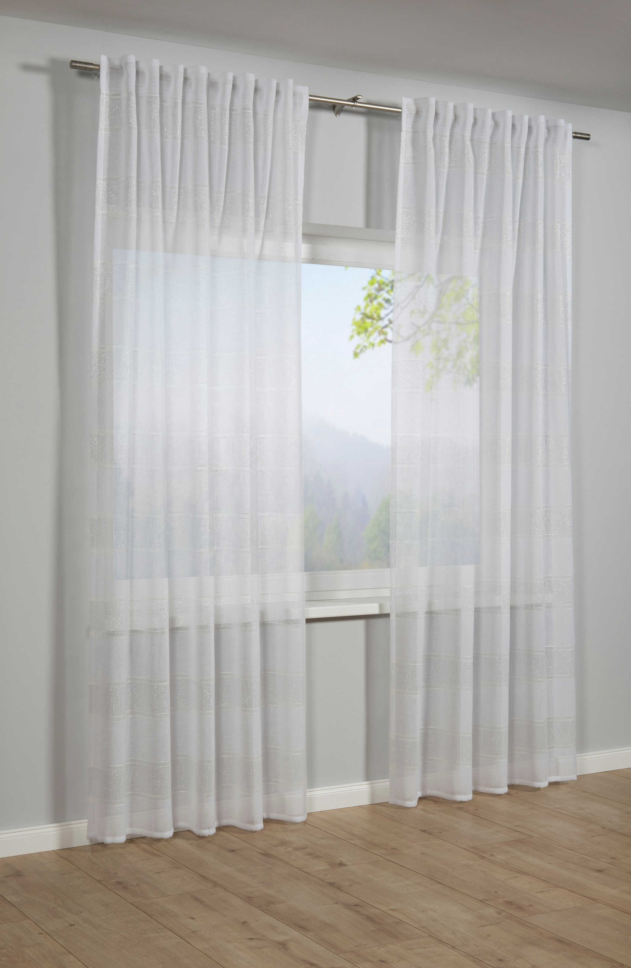 Sehlbach Gardine "Schal Effektgarn" Schlaufen 1 Stk. tlg. mit Gardinenband günstig online kaufen