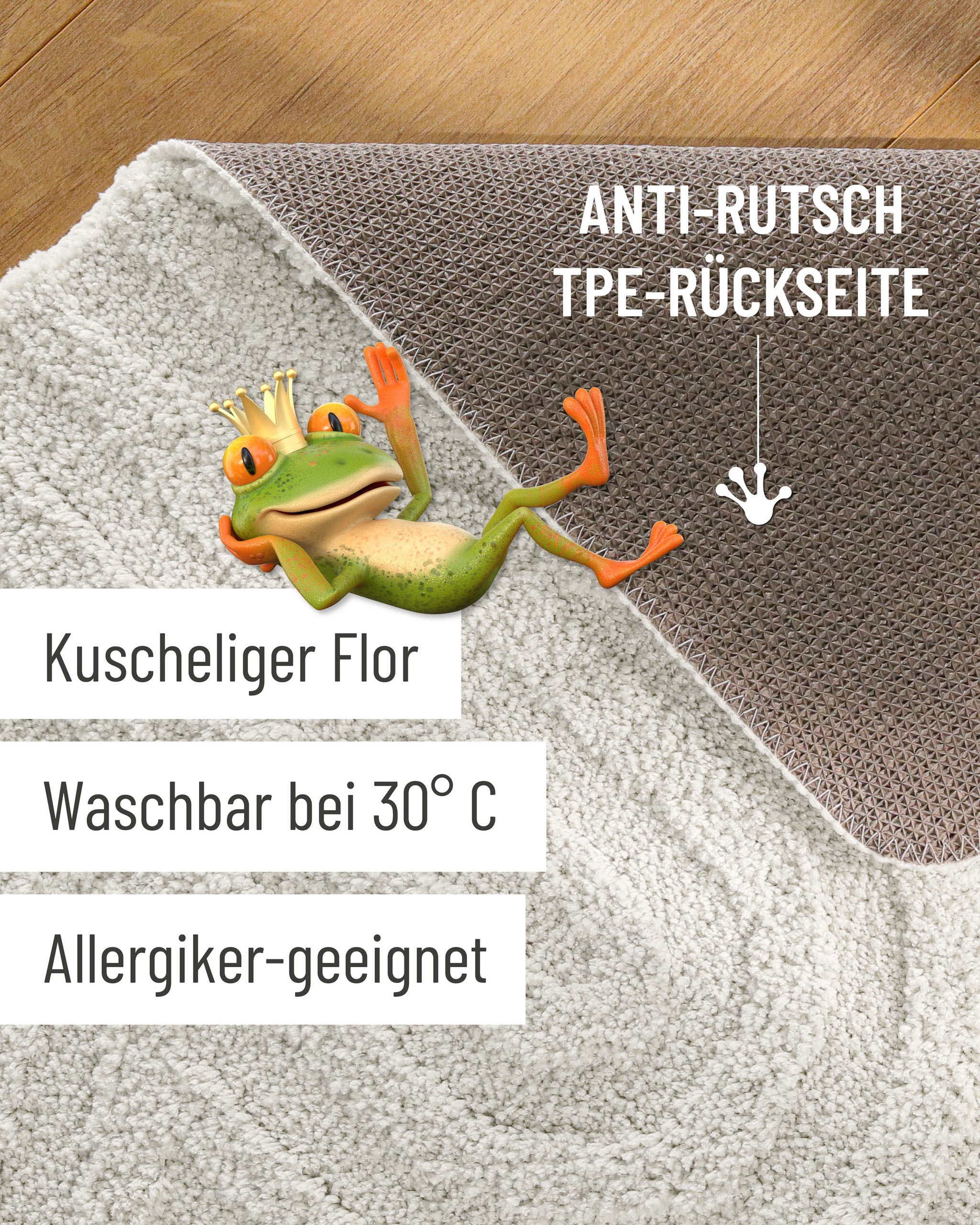 Wecon home Badematte »Fiete« Höhe 25 mm rutschhemmend beschichtet schnell trocknend Badteppich, Hoch-Tief-Effekt, weich, rutschhemmend, waschbar, getuftet