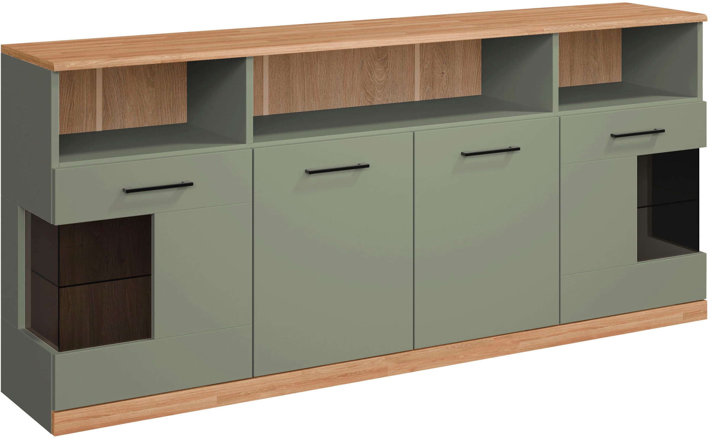 Home affaire Sideboard "Ribe,180cm breit,80cm hoch, 9 Fächer", Oberplatte E günstig online kaufen