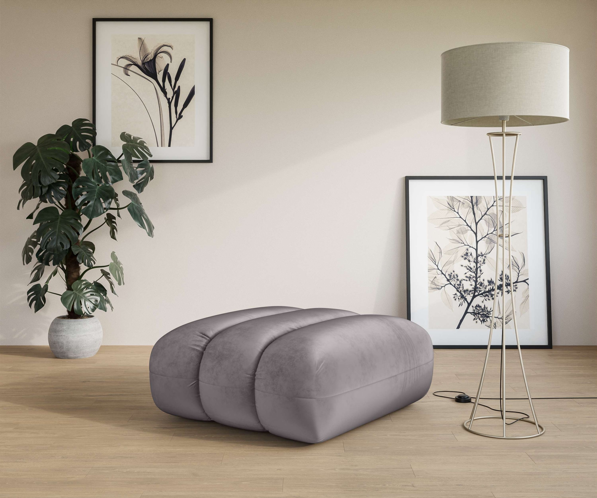 LeGer Home by Lena Gercke Polsterhocker "Priya Sitzhocker, moderne Steppung, auch in Bouclé" gemütlich und modern, Maße B/T/H: 90/106/46 cm