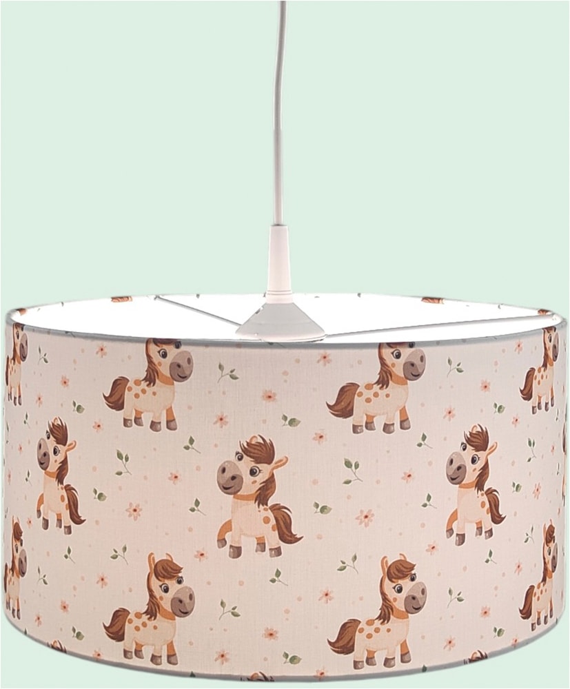 niermann Hängeleuchte »Stoff-Pendelleuchte mit Motiv "Pony Paula", Kinderzimmer, Kinderlampe« E27 1 Stk. Stoffschirm, höhenverstellbare Pendelaufhängung, Made in Germany