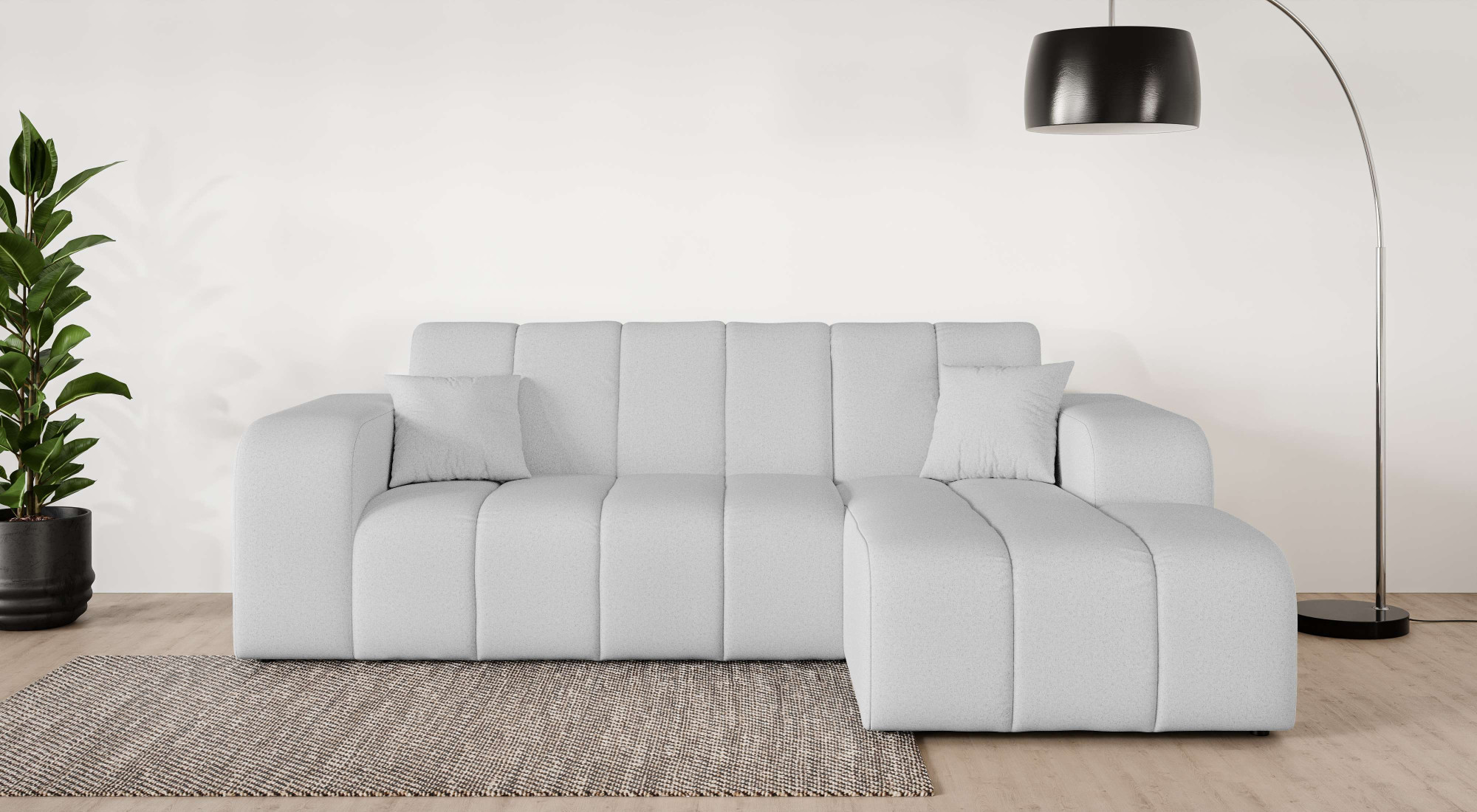 OTTO home Ecksofa "CASSY L-Form, Schlafsofa mit Bettkasten, Maße B/T/H: 245/165/88 cm" mit 2 Rückenkissen, Recamiere rechts oder links bestellbar